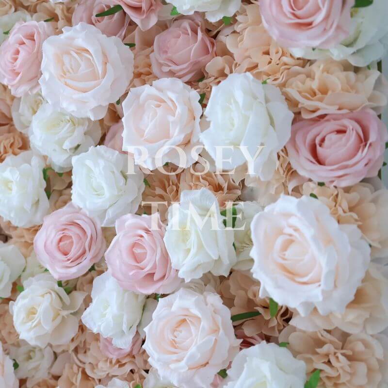 Roseytime 3D Pink Flower Wall Roll Up Fabric Back #RTW222