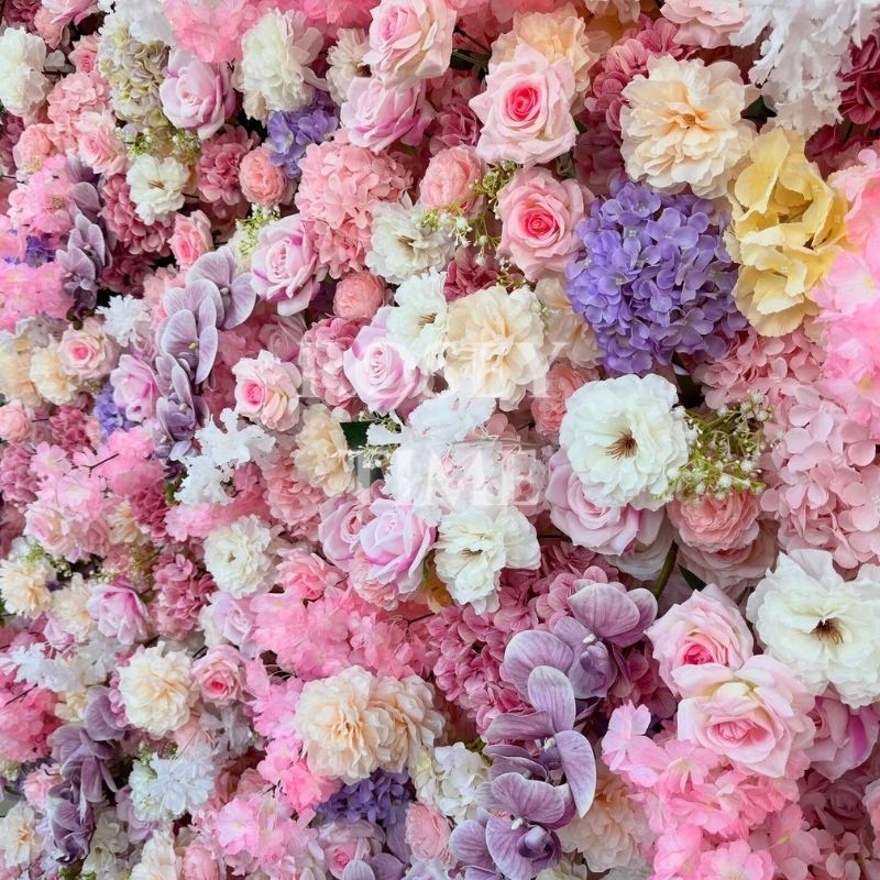 Roseytime 5D Pink&Purple Flower Wall Roll Up Fabric Back #RTW164