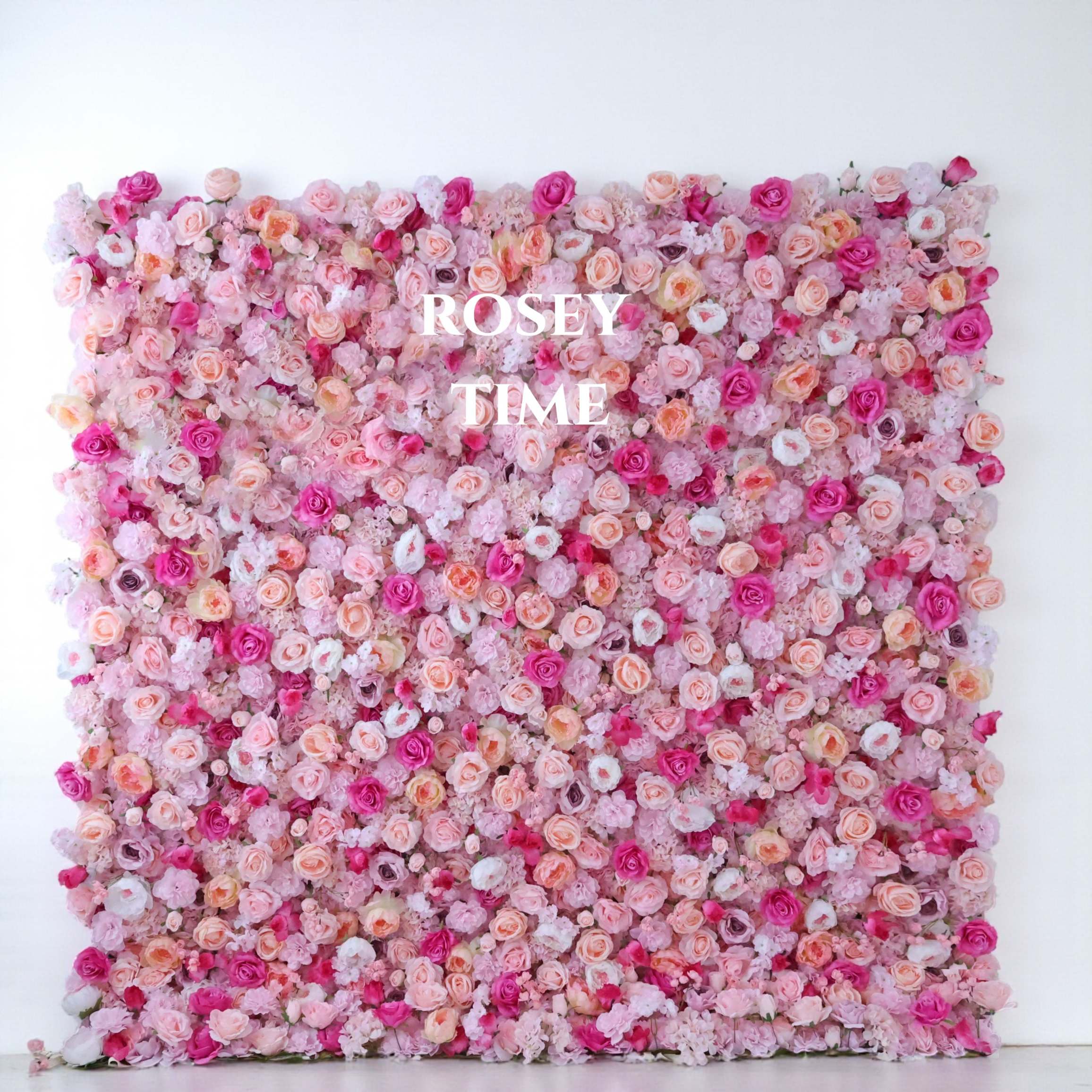 Roseytime 3D Pink Flower Wall Roll Up Fabric Back #RTW343