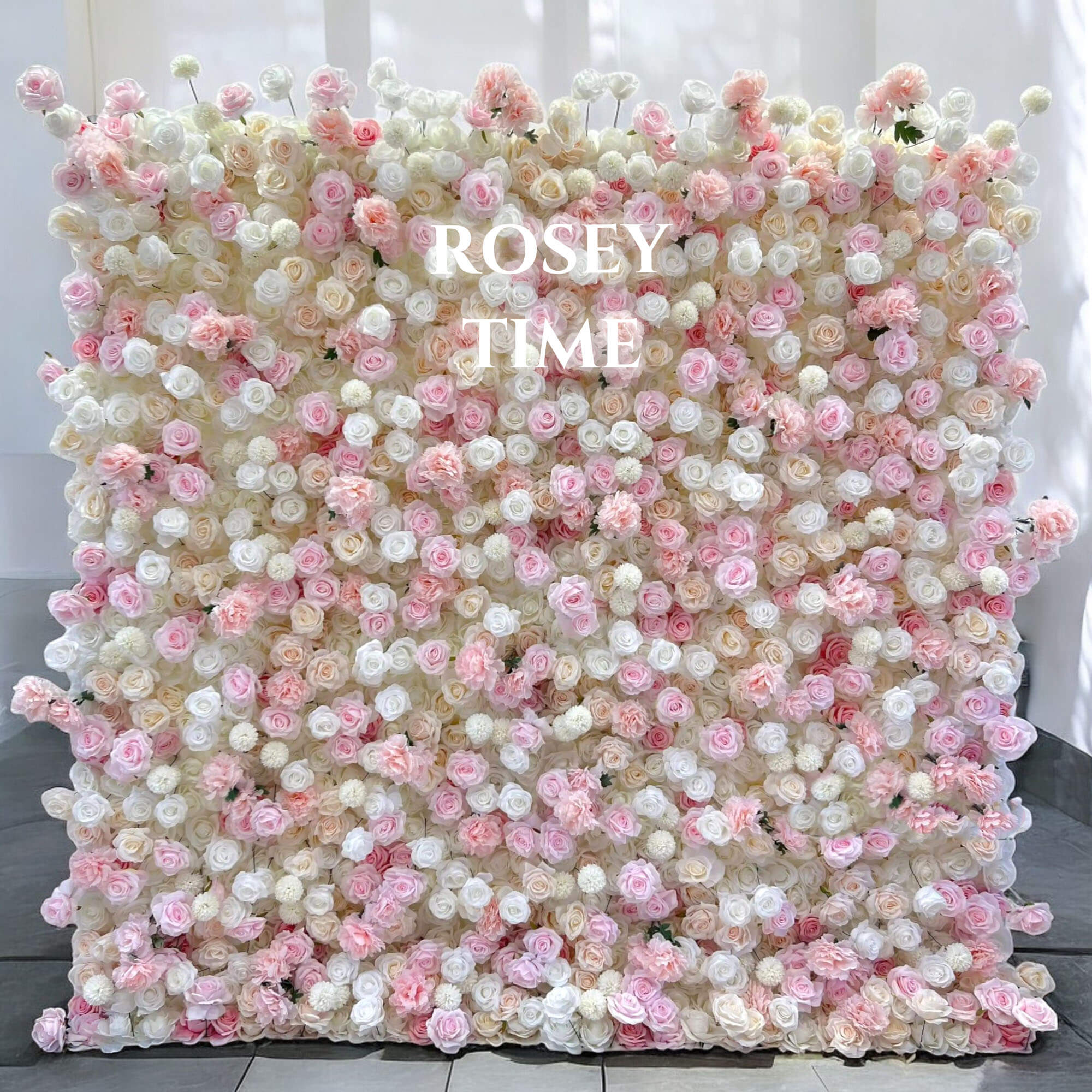 Roseytime 5D Pink Flower Wall Roll Up Fabric Back #RTW206
