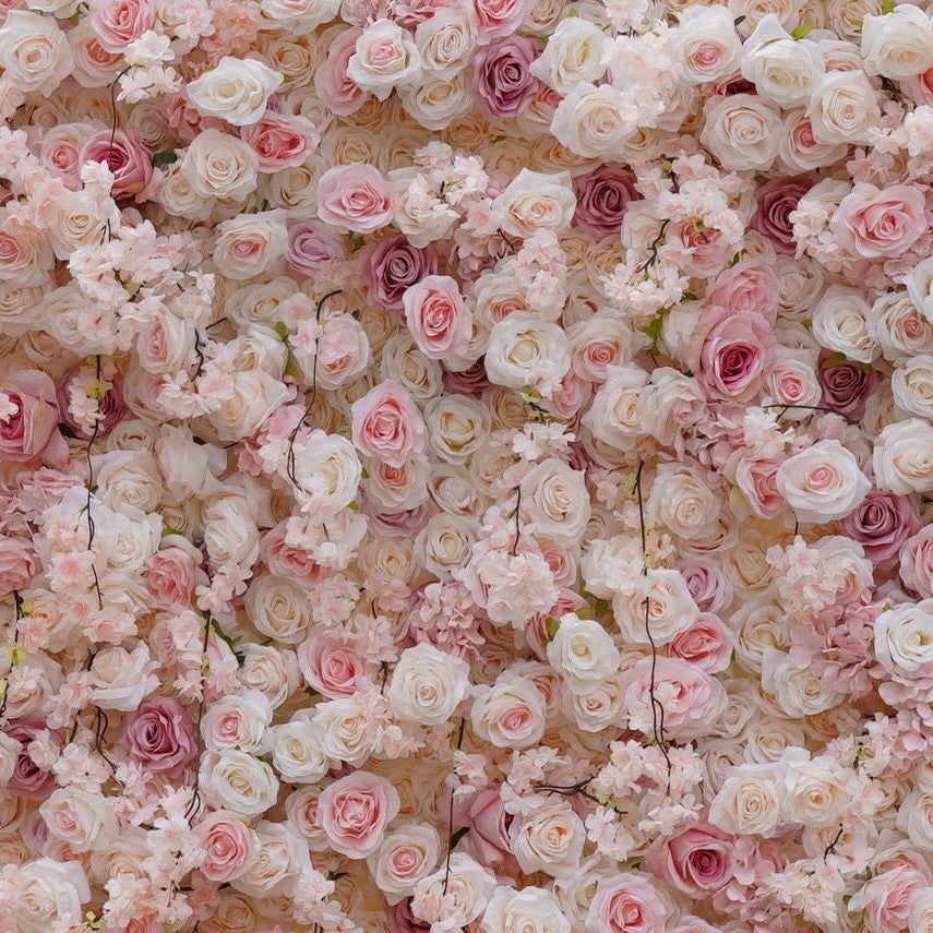 Roseytime 5D Dusty Rose Pink Flower Wall Roll Up Fabric Back #RTW023