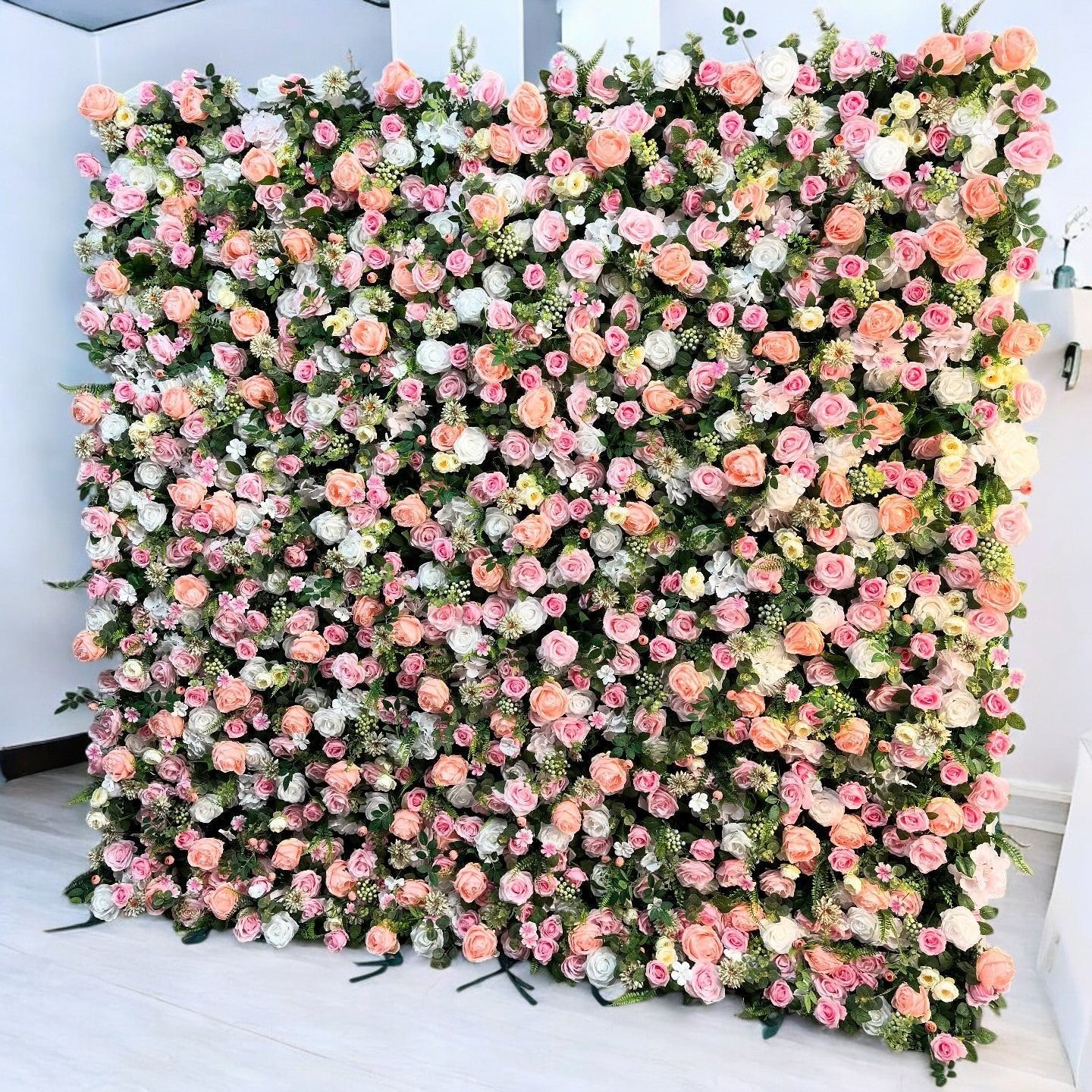 Roseytime 5D Pink Flower Wall Roll Up Fabric Back #RTW192