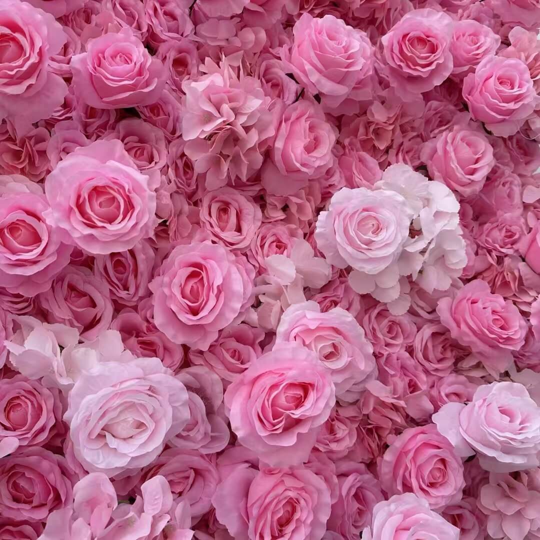 Roseytime 3D White and Pink Gradient Rose Flower Wall Fabric Back(Two ways to use) #RTW149