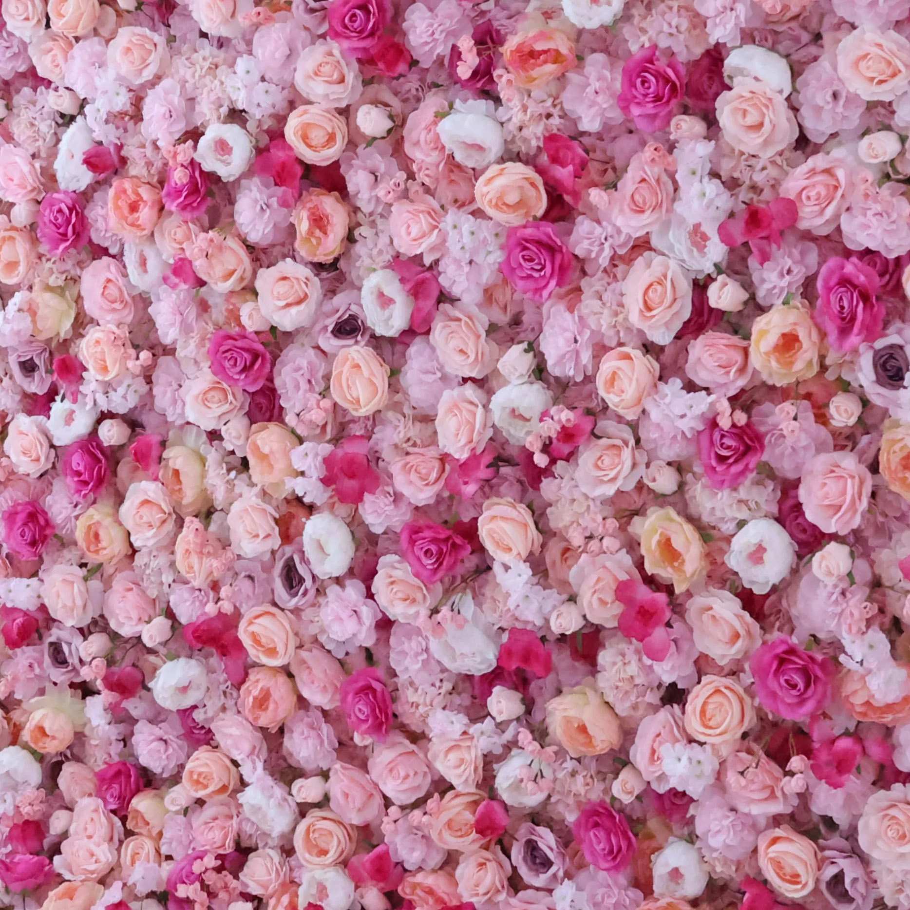 Roseytime 3D Pink Flower Wall Roll Up Fabric Back #RTW343