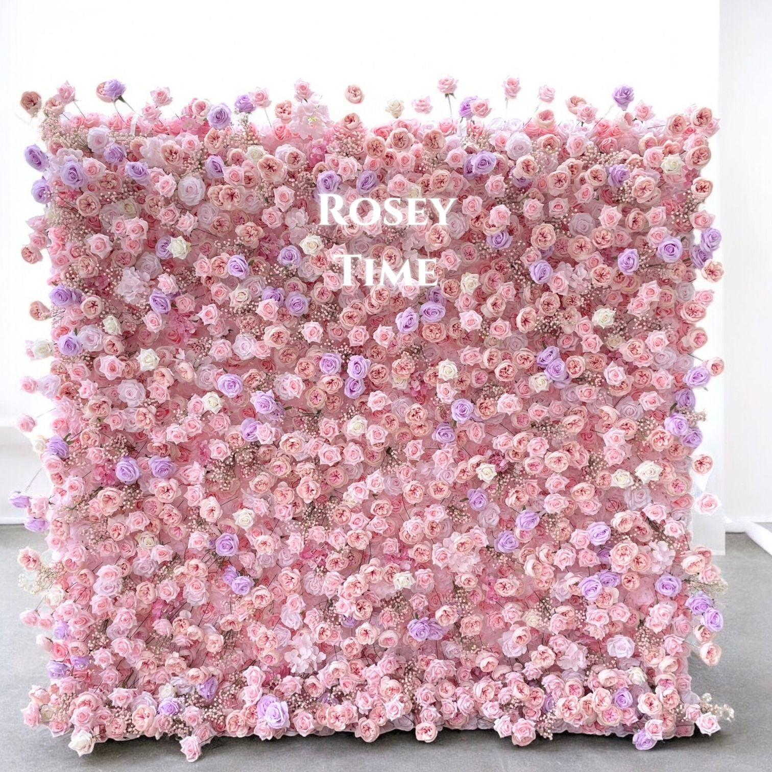 Roseytime 5D Pink Artificial Flower Wall Roll Up Fabric Back #RTW098