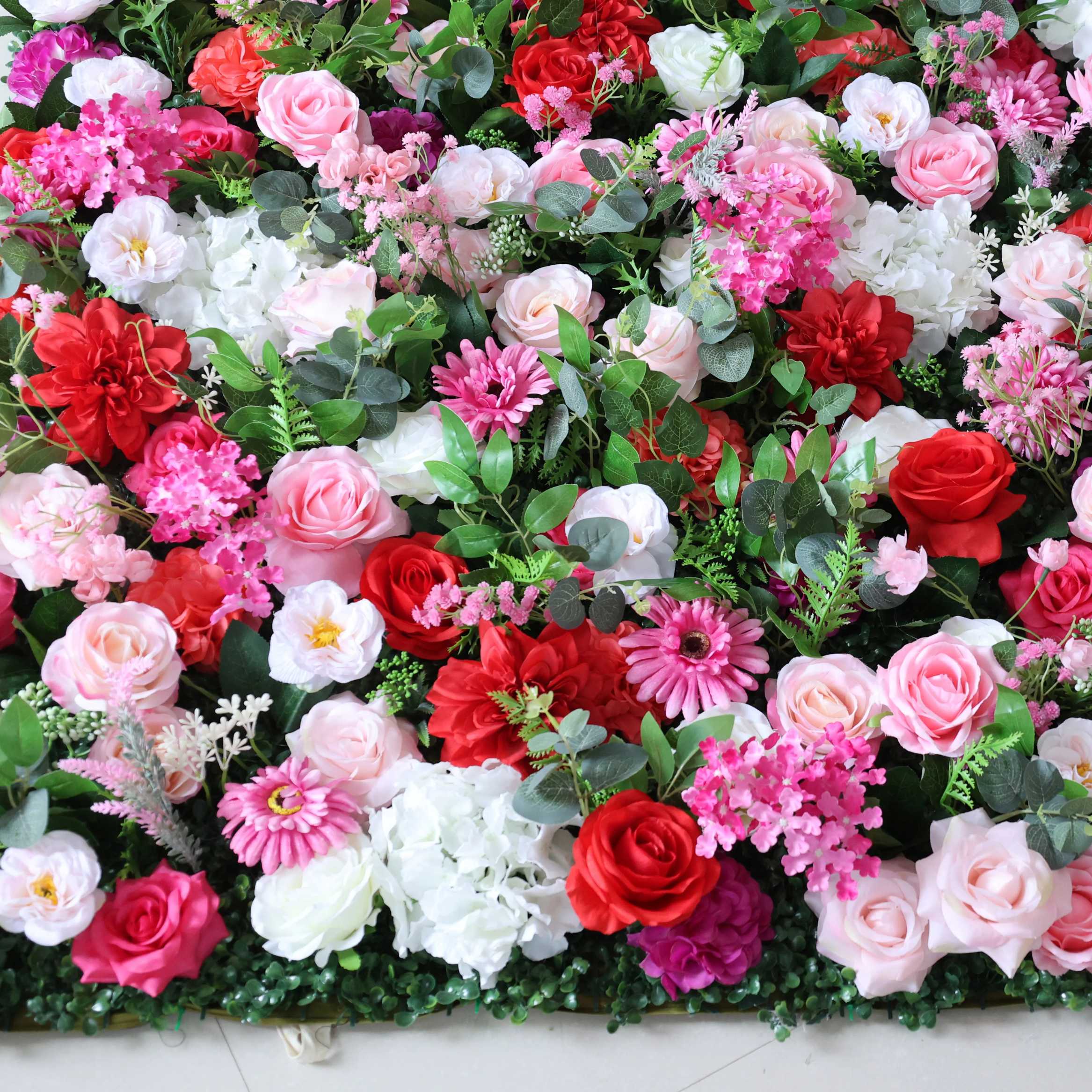Roseytime 3D Red&Pink Flower Wall Roll Up Fabric Back #RTW333
