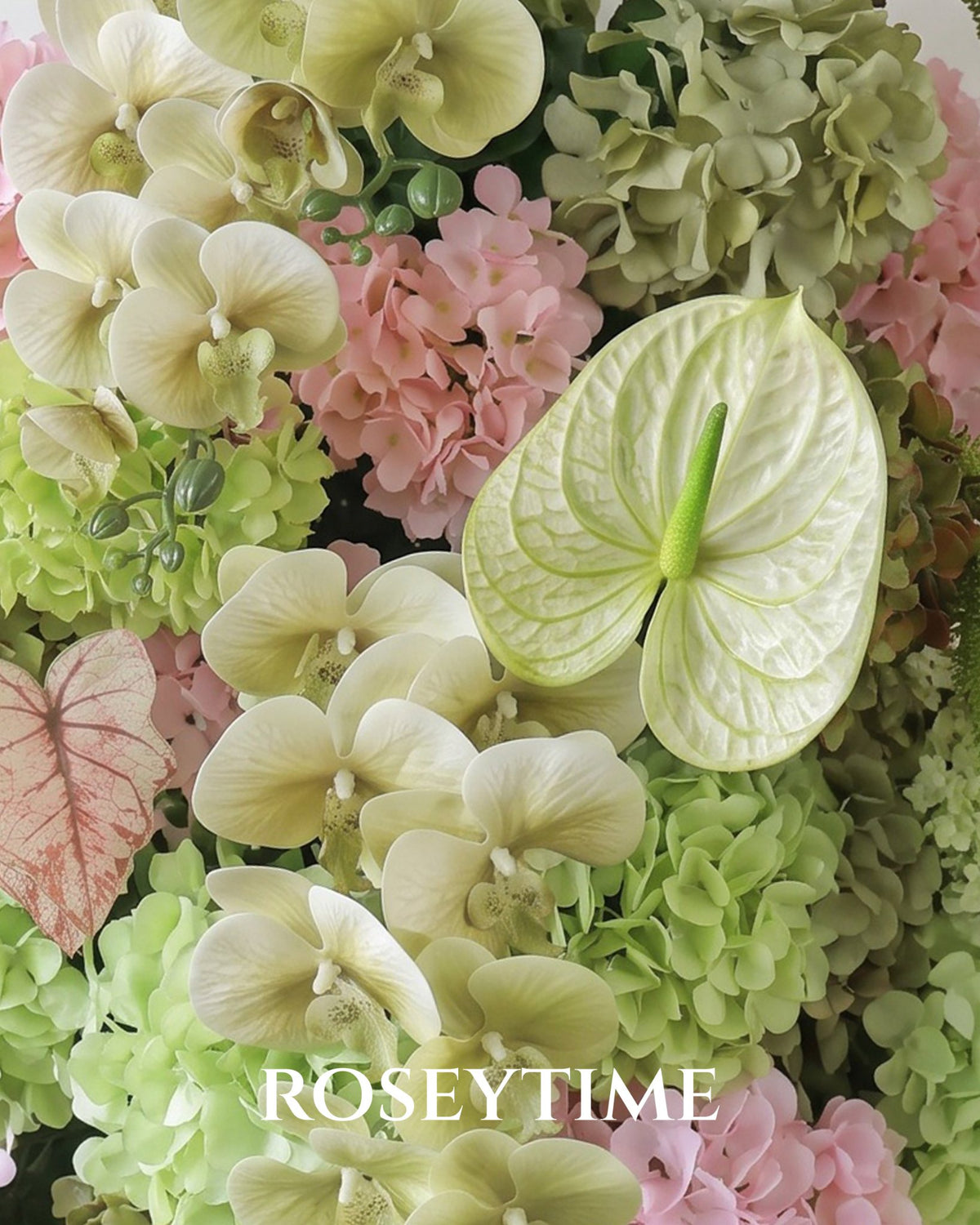 Roseytime Blush Pink&Green Flower Pillars Arch with Frame #RTP166