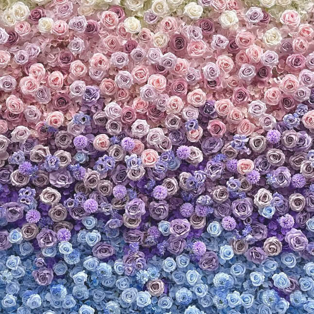 Roseytime 5D Gradient Flower Wall Roll Up Fabric Back #RTW332