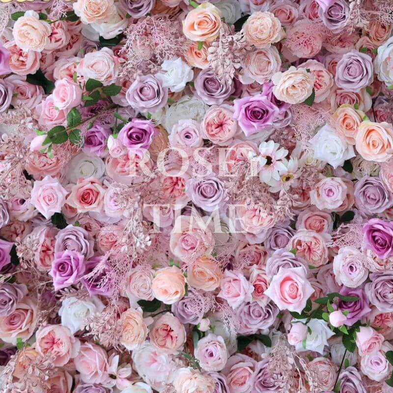 Roseytime 5D Pink&Purple Flower Wall Roll Up Fabric Back #RTW213