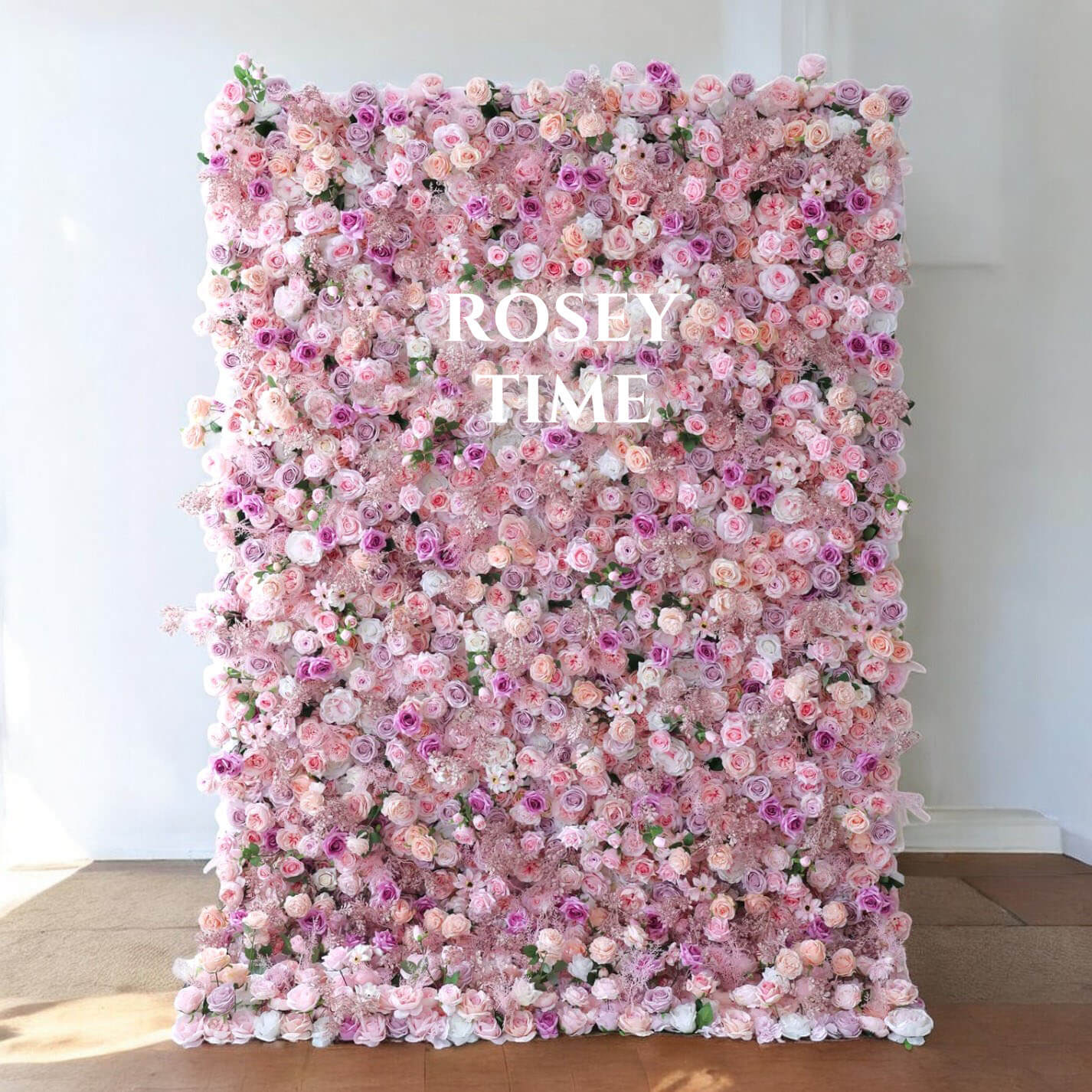 Roseytime 5D Pink&Purple Flower Wall Roll Up Fabric Back #RTW213