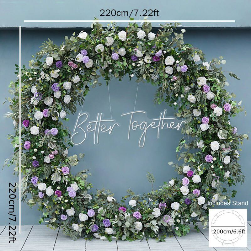 RoseyTime Circle Green Flower Arch Green Fabric Back