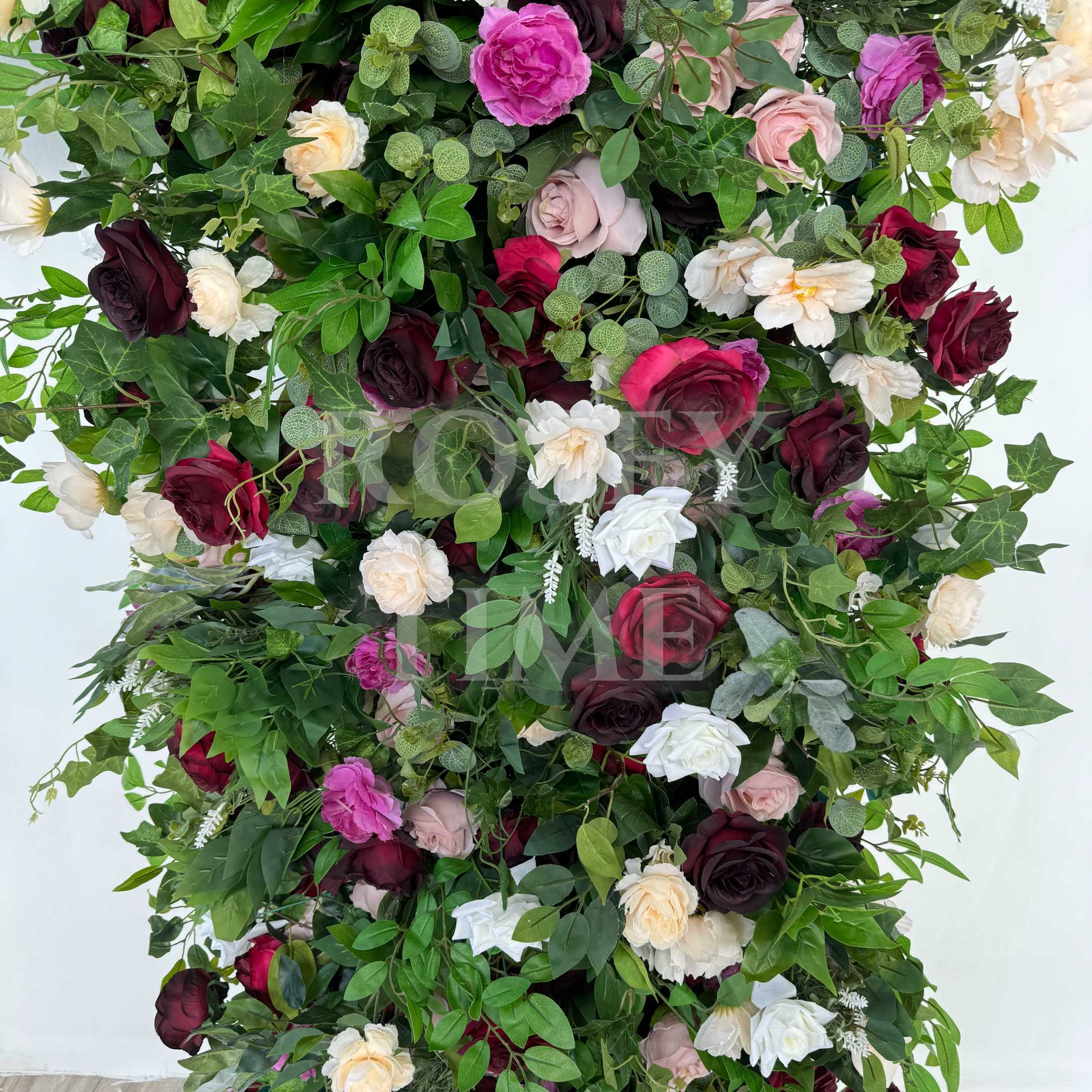 Roseytime Burgundy Square Flower Arch Fabric Back#RTA097