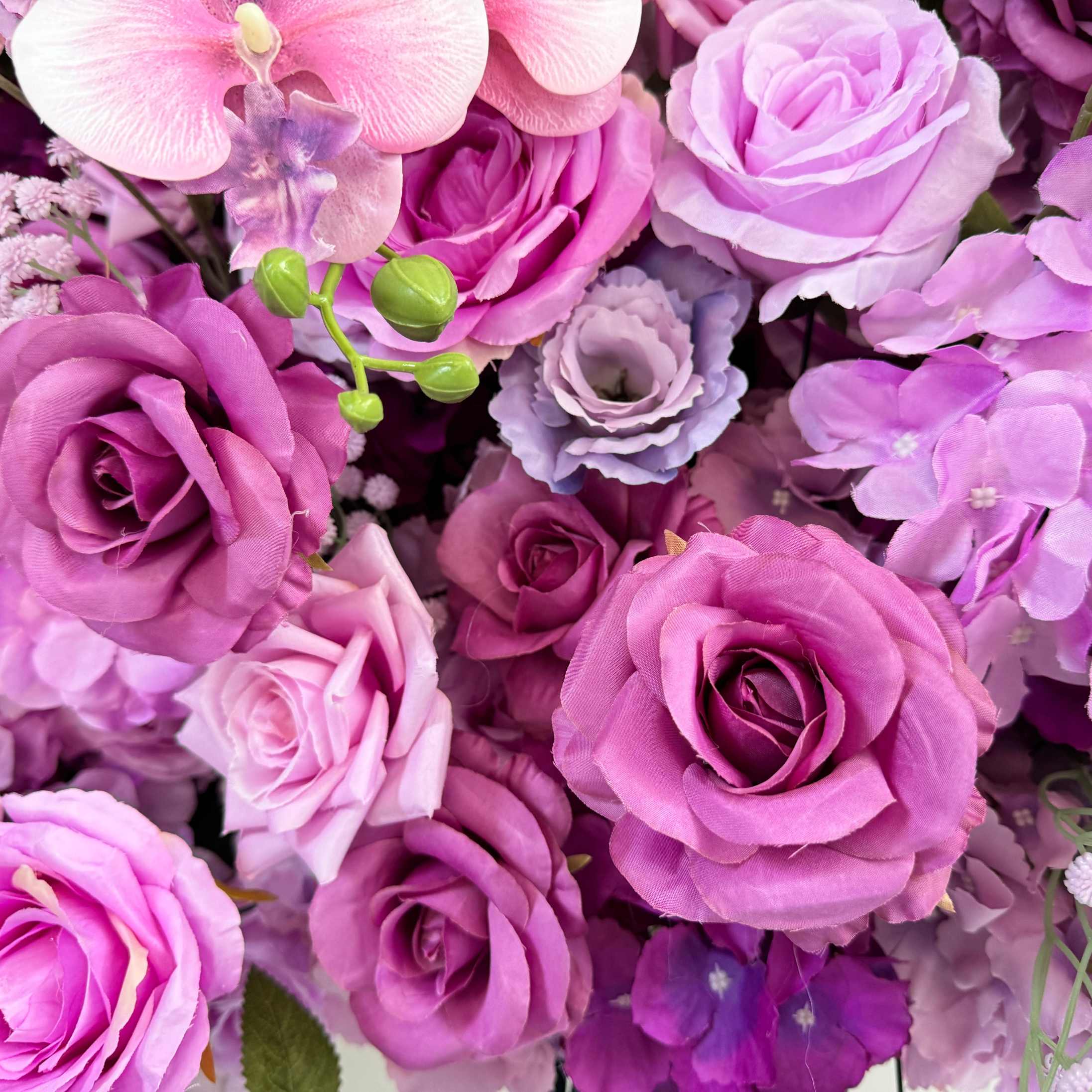 Roseytime Purple Square Flower Arch Fabric Back #RTA017
