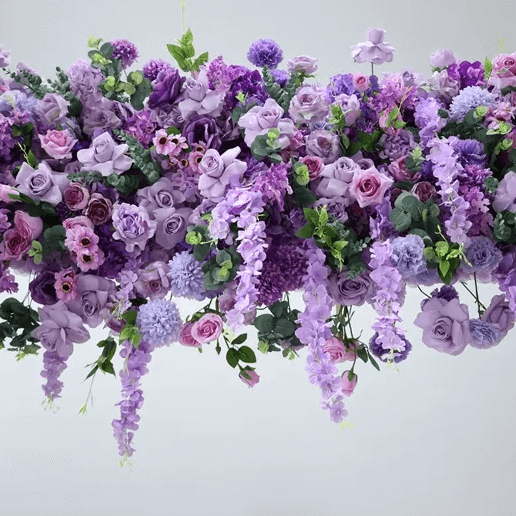 Roseytime Purple Square Flower Arch Fabric Back#RTA058
