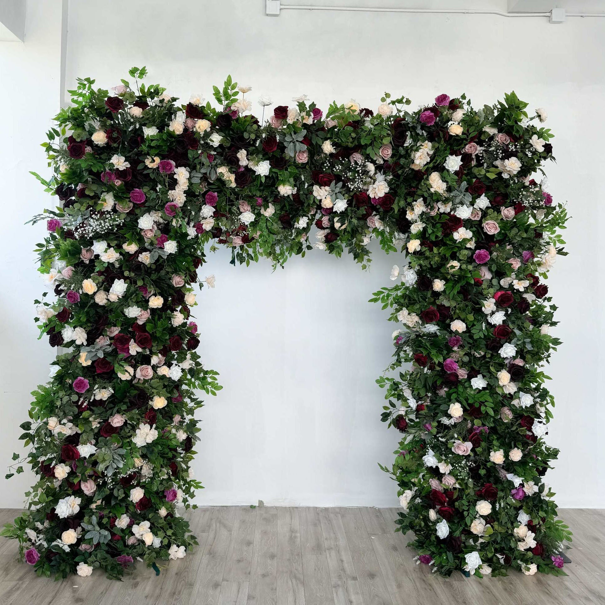 Roseytime Burgundy Square Flower Arch Fabric Back#RTA097