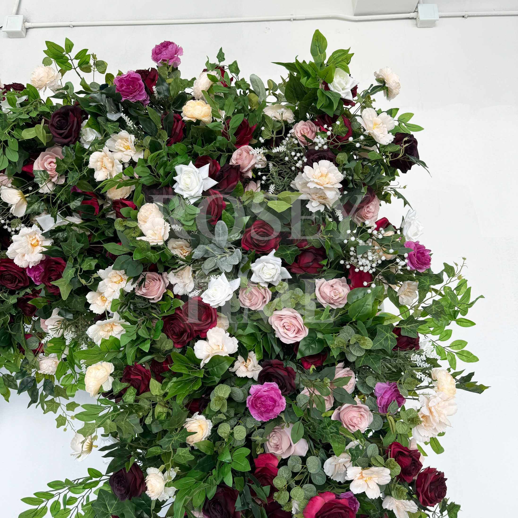 Roseytime Burgundy Square Flower Arch Fabric Back#RTA097