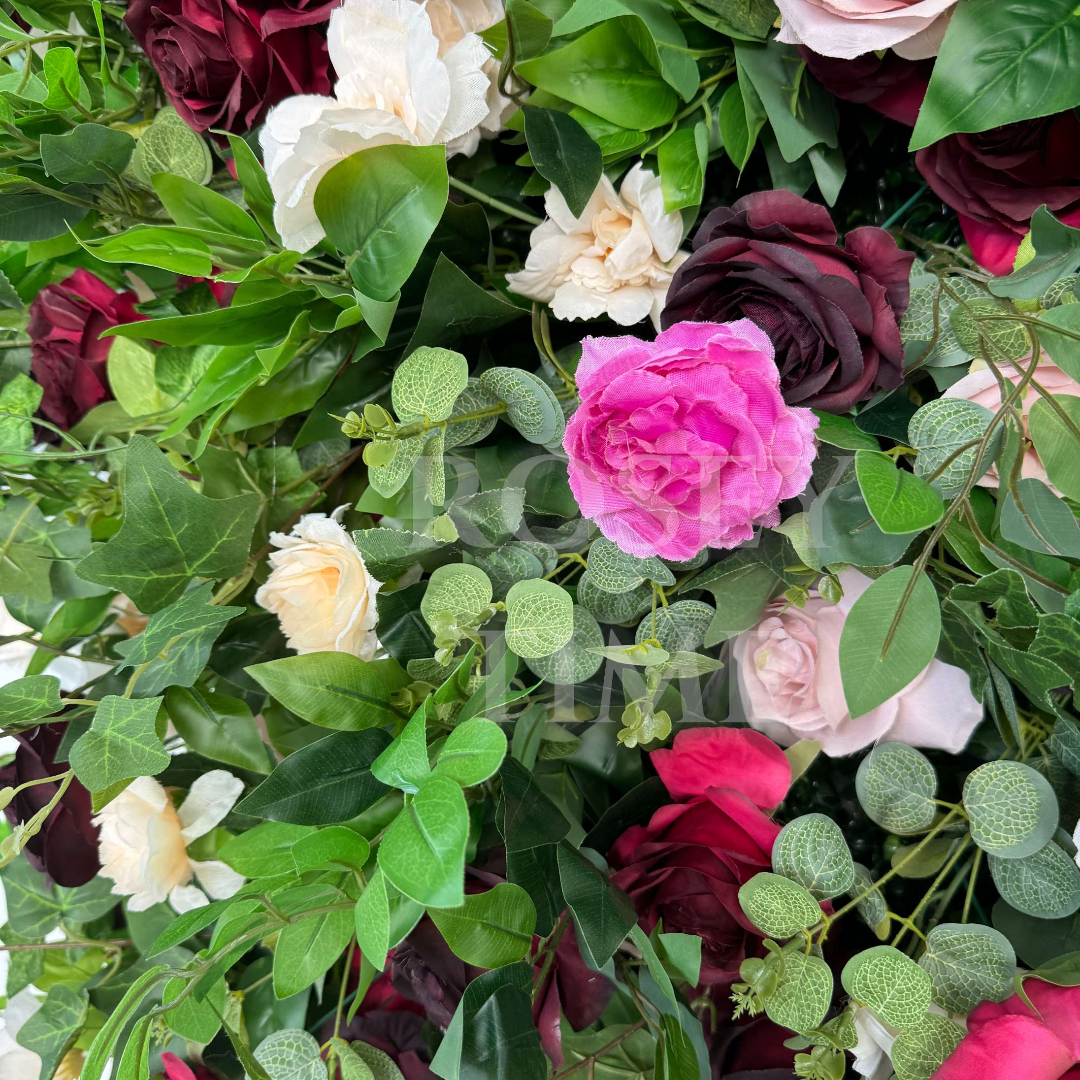 Roseytime Burgundy Square Flower Arch Fabric Back#RTA097