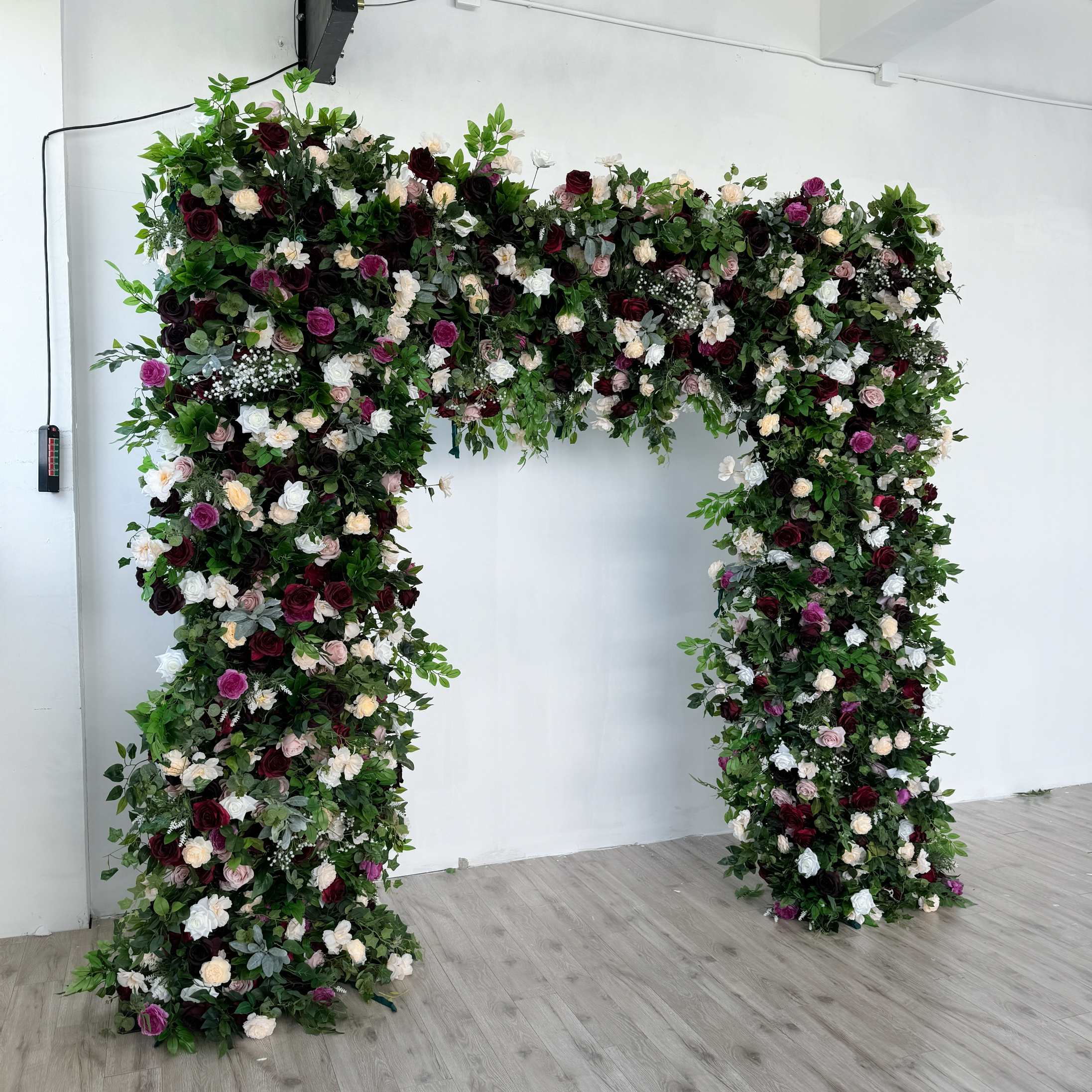 Roseytime Burgundy Square Flower Arch Fabric Back#RTA097