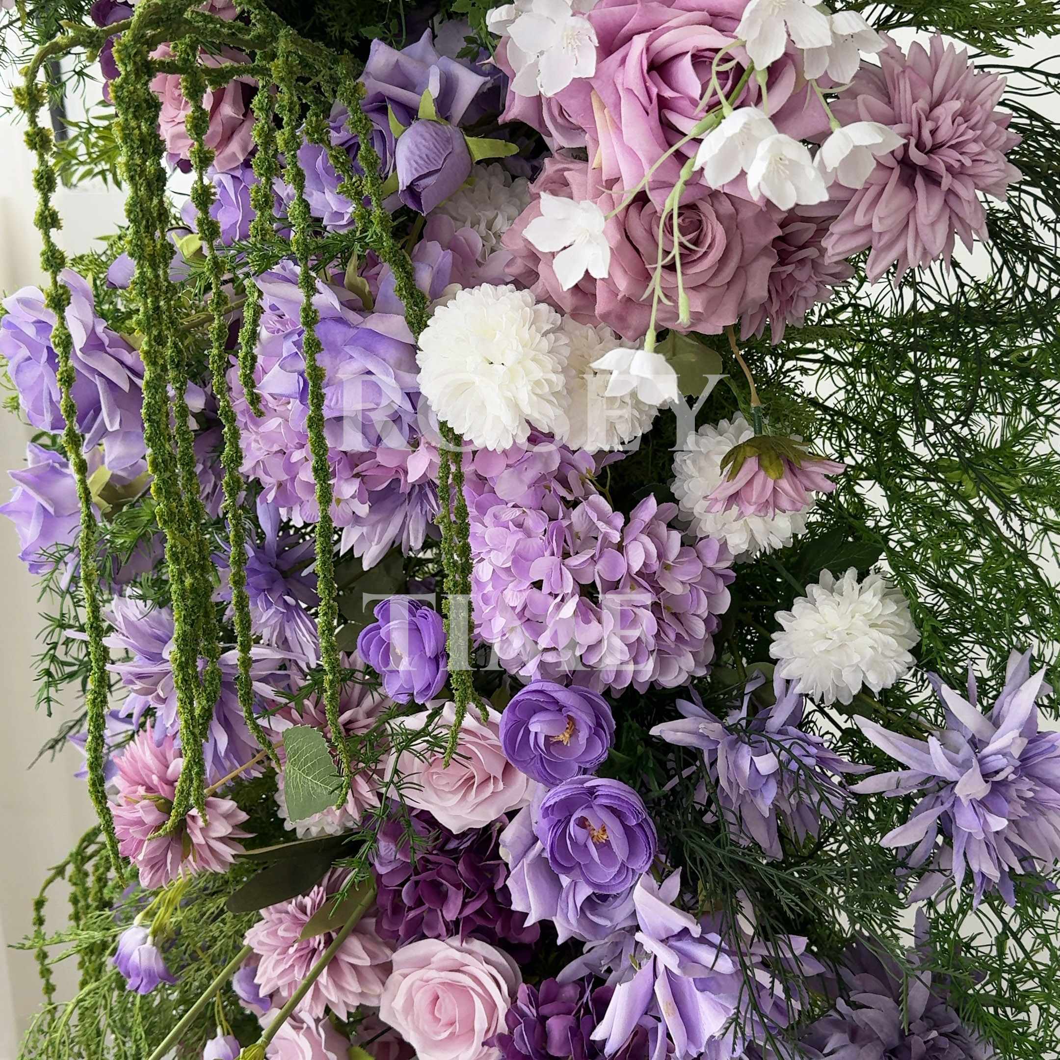 Roseytime Purple Flower Pillars Arch with Frame #RTP102