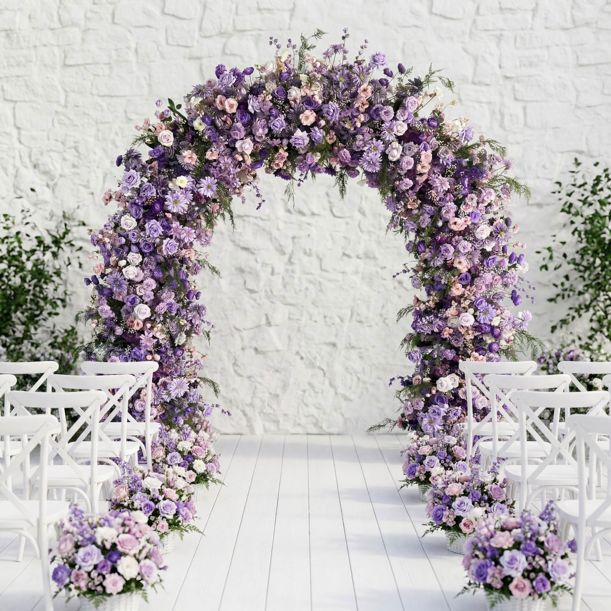 RoseyTime Purple Flower Arch n-shape Round Arch #RTA142
