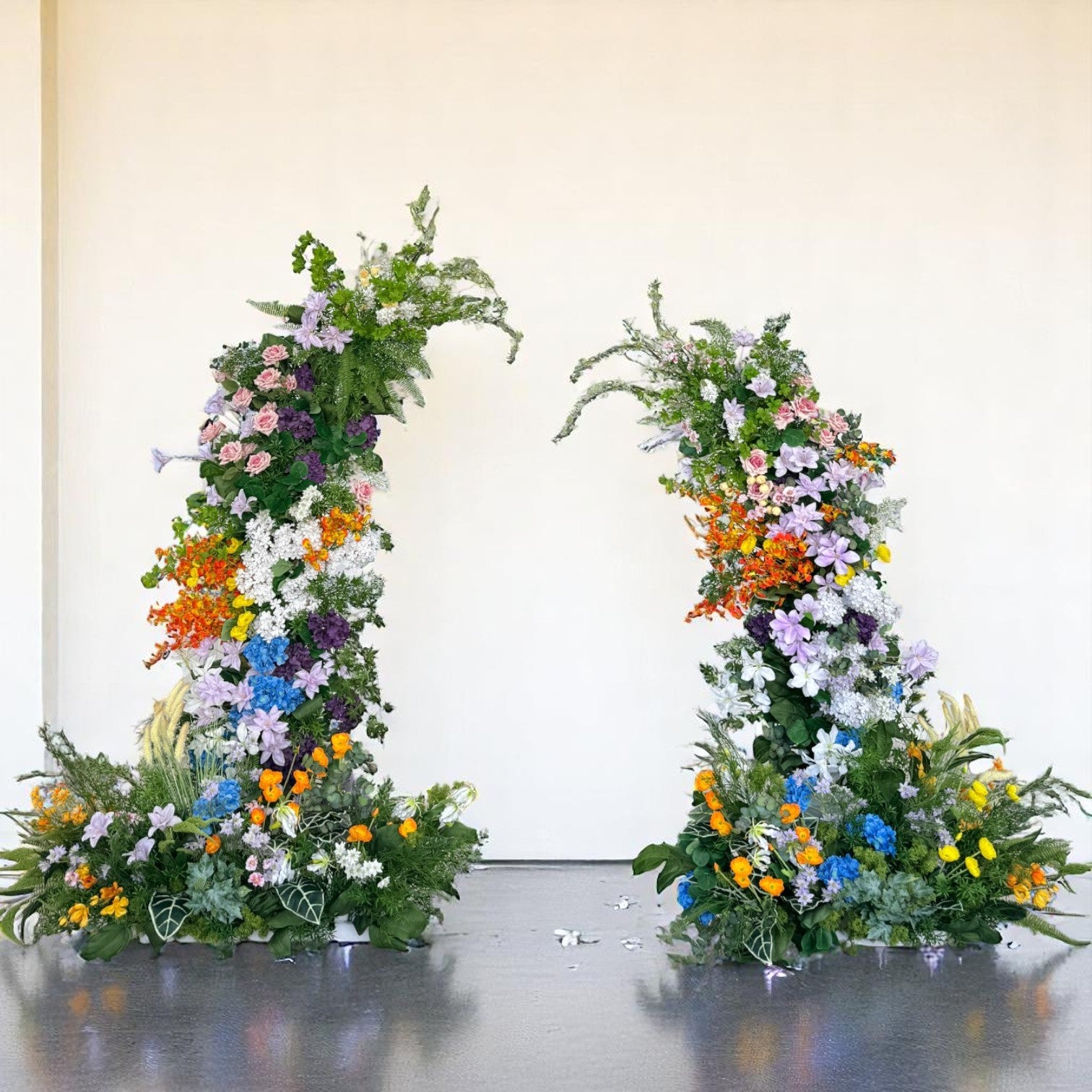 Roseytime Green Flower Pillars Arch with Frame #RTP048
