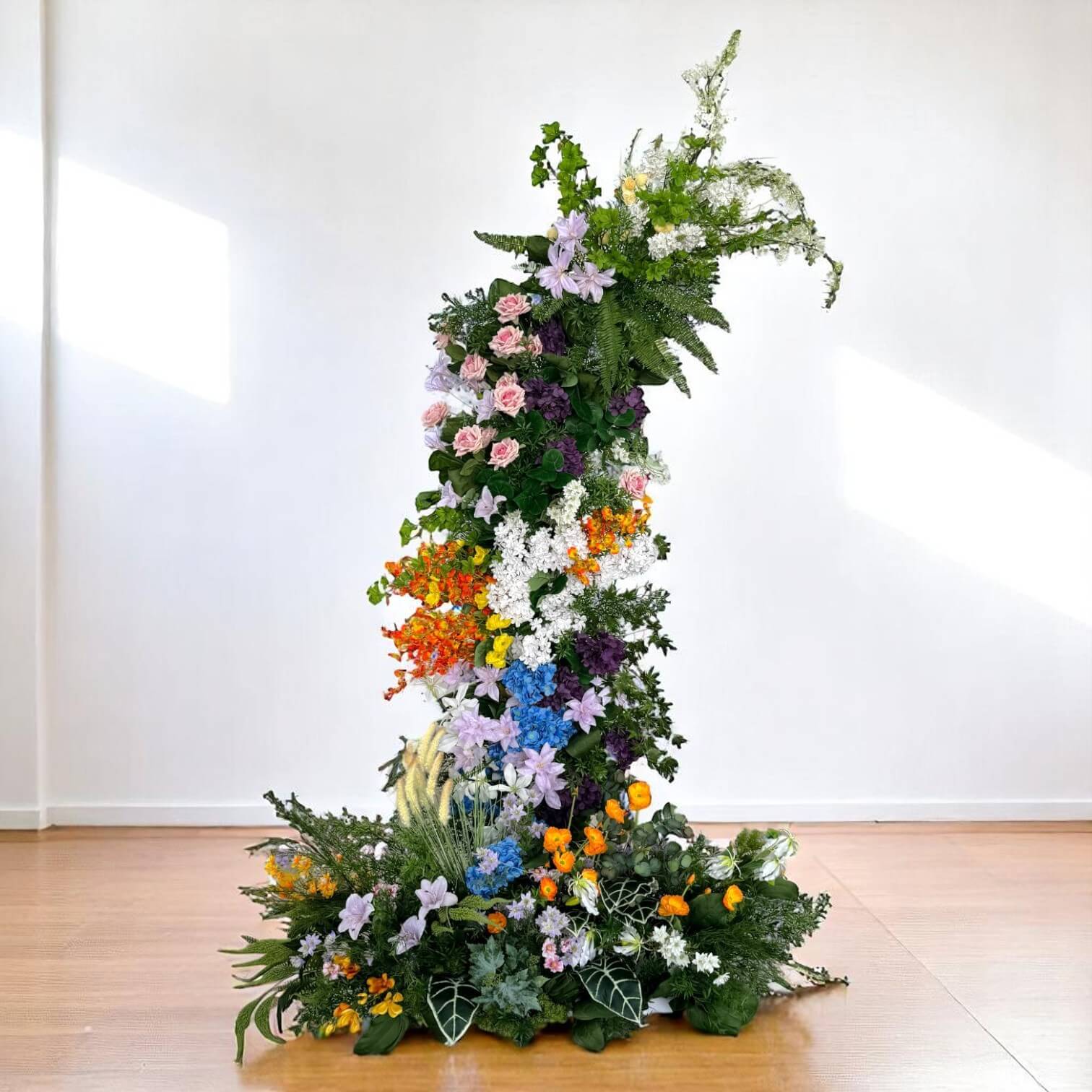 Roseytime Green Flower Pillars Arch with Frame #RTP048