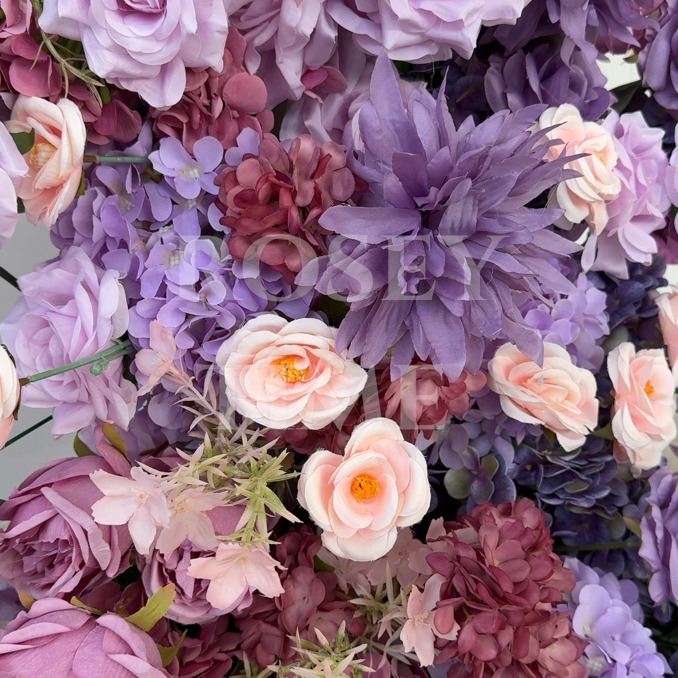 Roseytime Purple Flower Pillars Set with Frame #RTP045