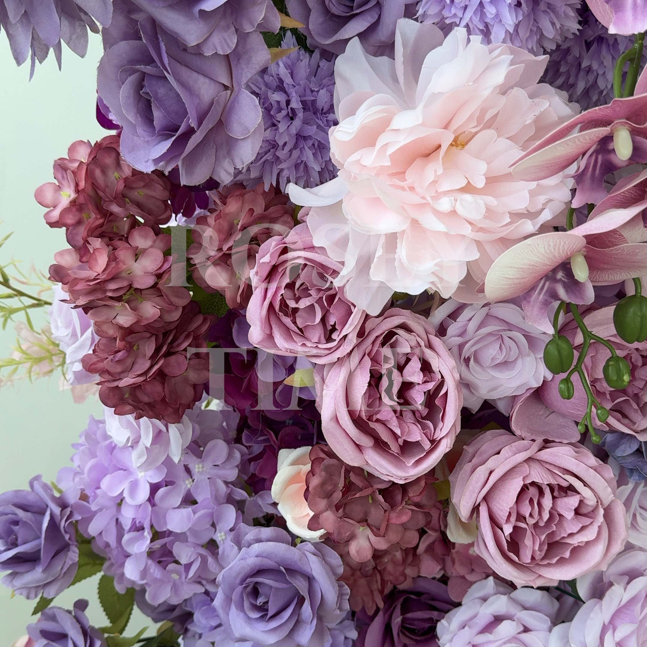 Roseytime Purple Flower Pillars Set with Frame #RTP045