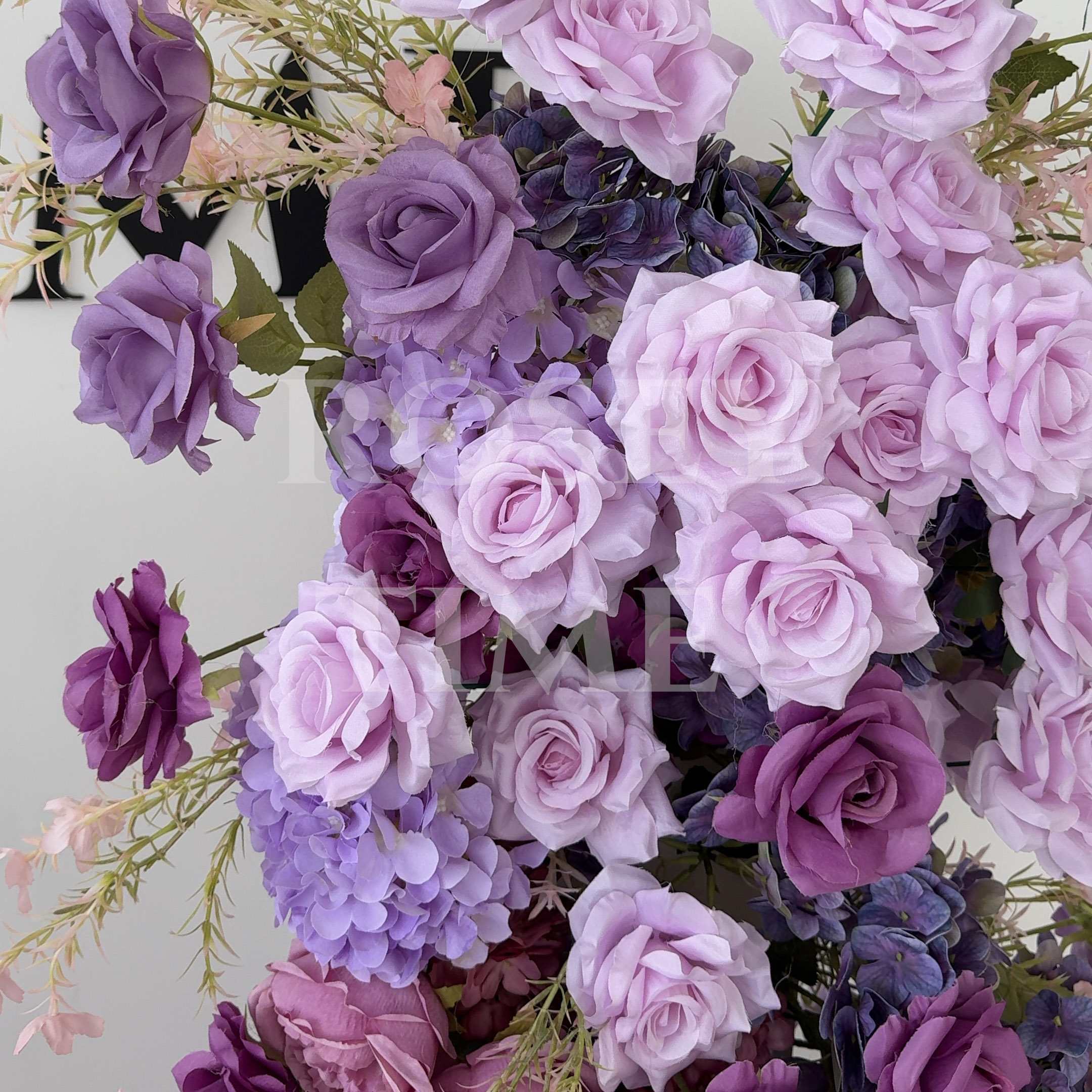 Roseytime Purple Flower Pillars Set with Frame #RTP045