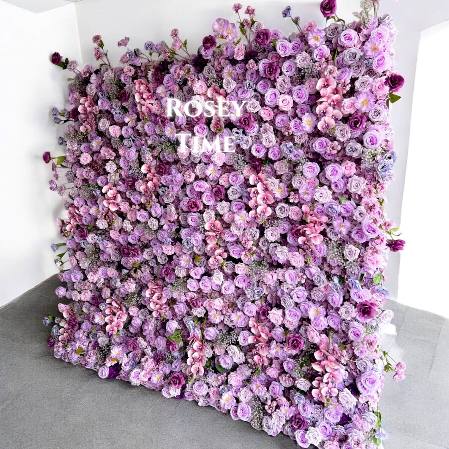 Roseytime 5D Purple Flower Wall Roll Up Fabric Back #RTW152