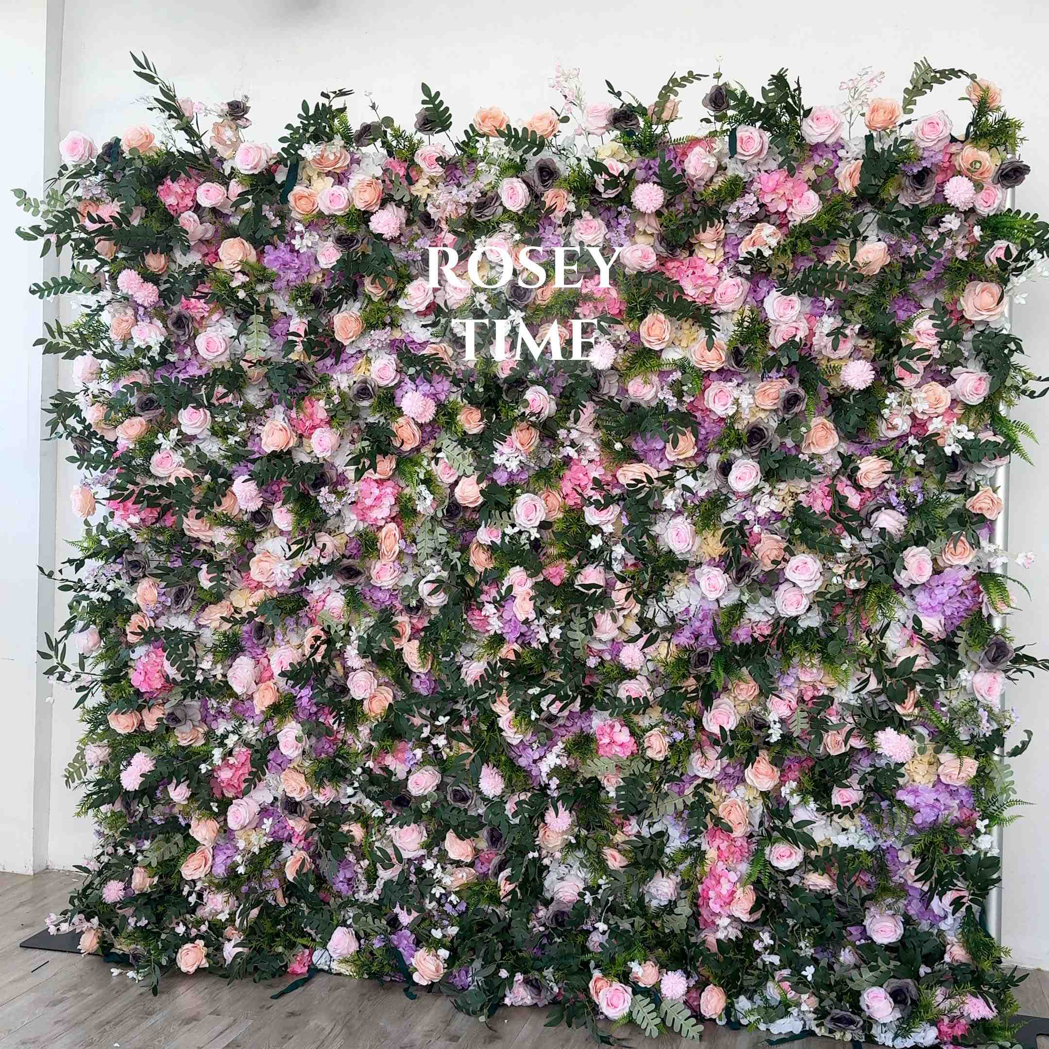 Roseytime 5D Pink&Purple Flower Wall Roll Up Fabric Back #RTW248