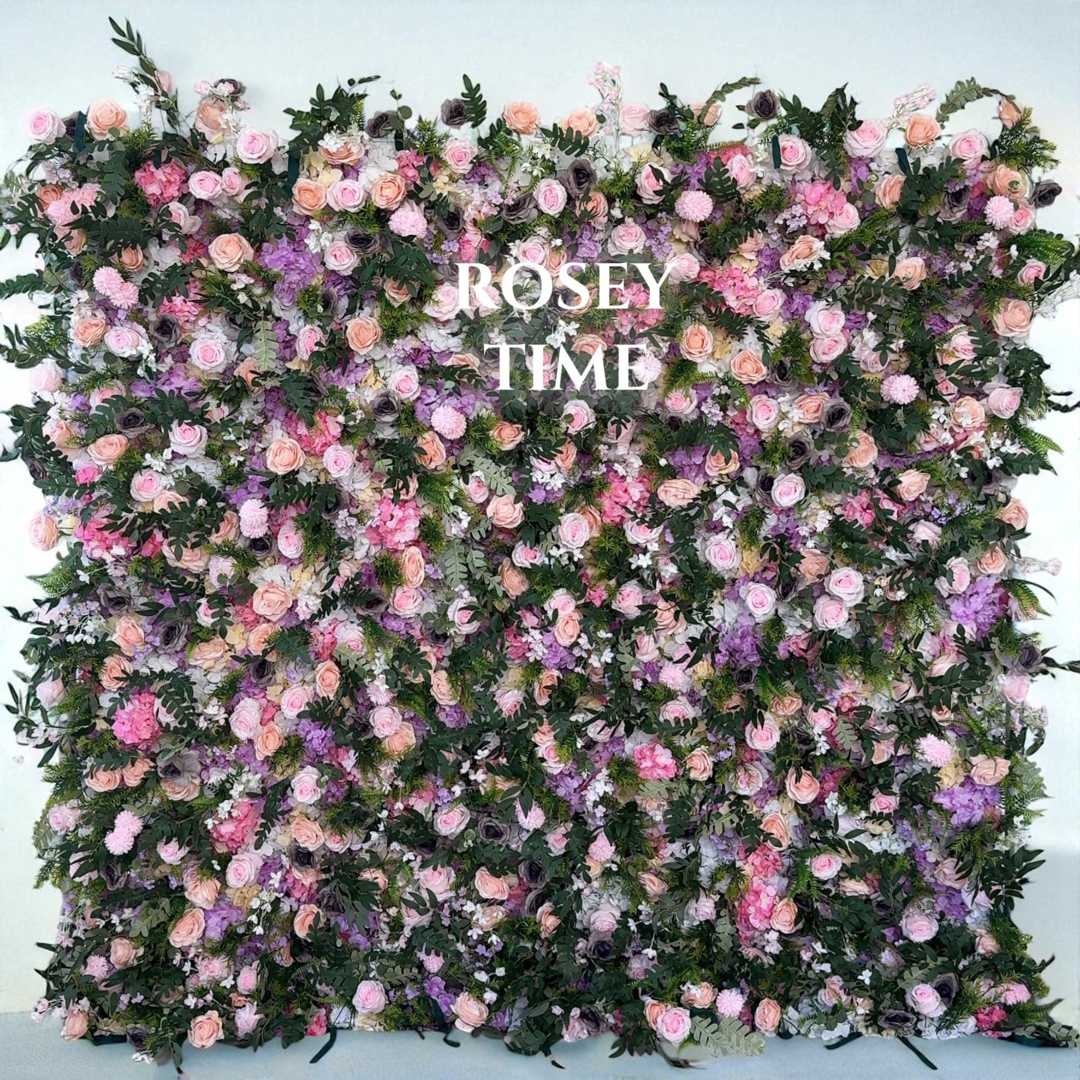 Roseytime 5D Pink&Purple Flower Wall Roll Up Fabric Back #RTW248