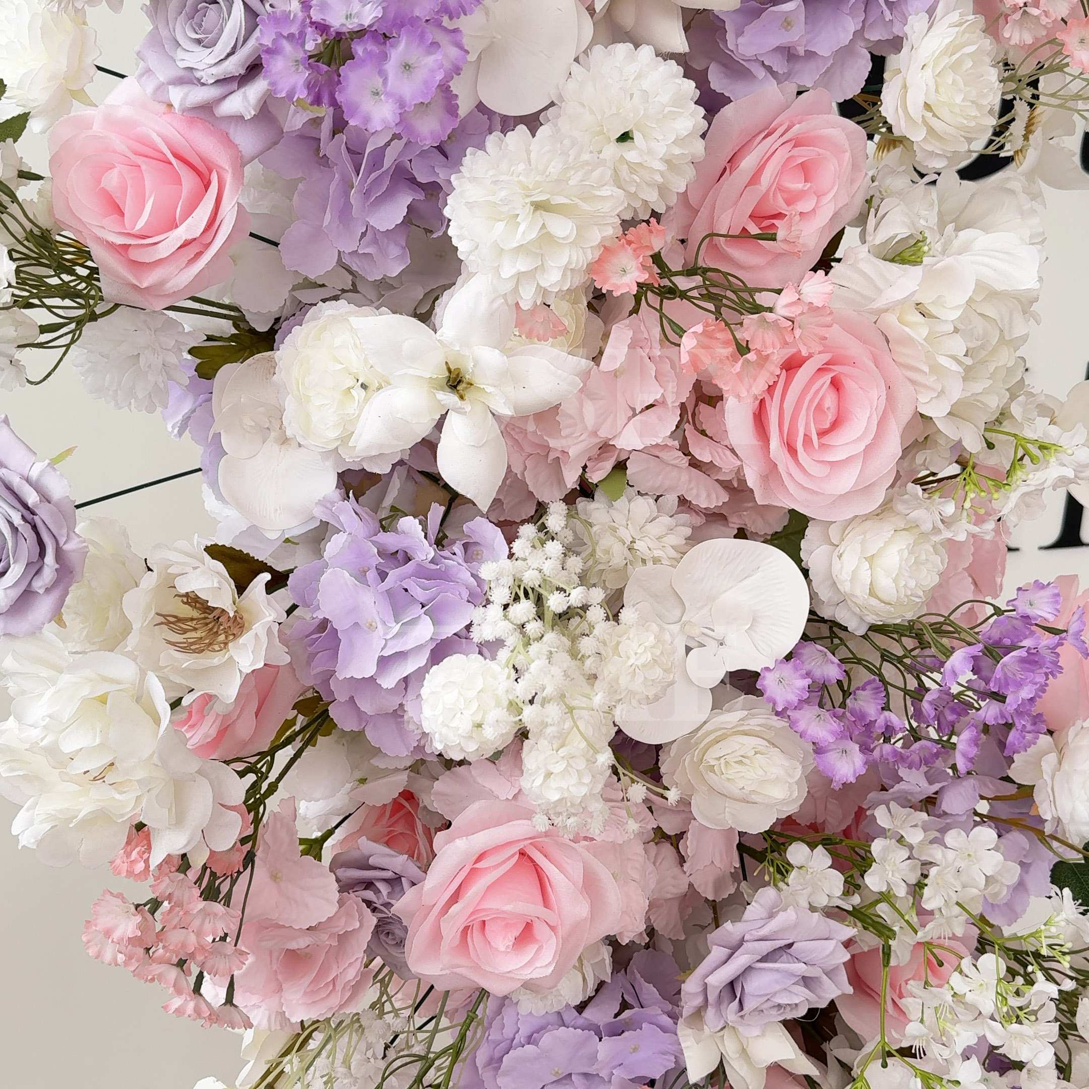 RoseyTime Purple&Pink Heart Flower Arches With Frame Fabric Back #RTA387