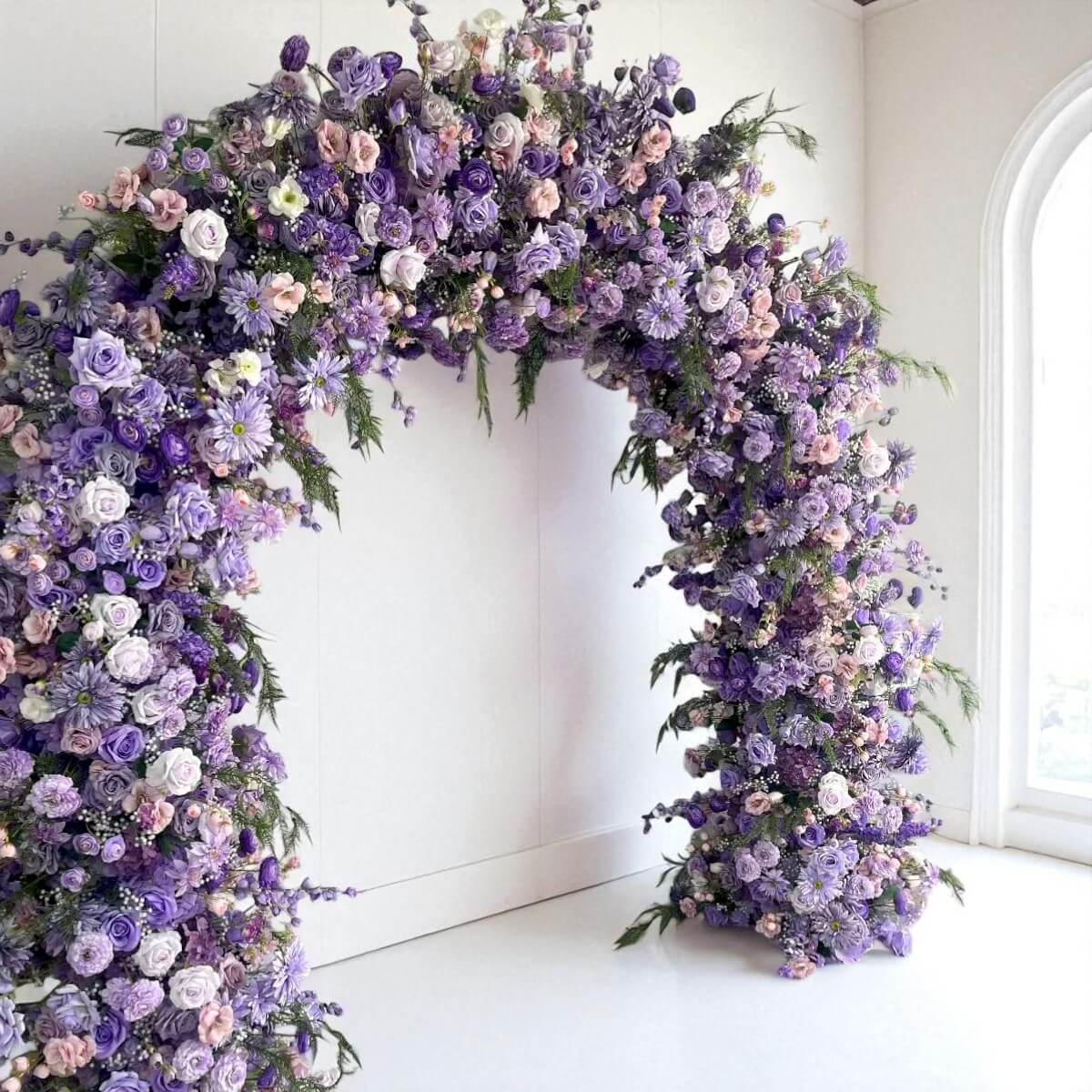 RoseyTime Purple Flower Arch n-shape Round Arch #RTA142