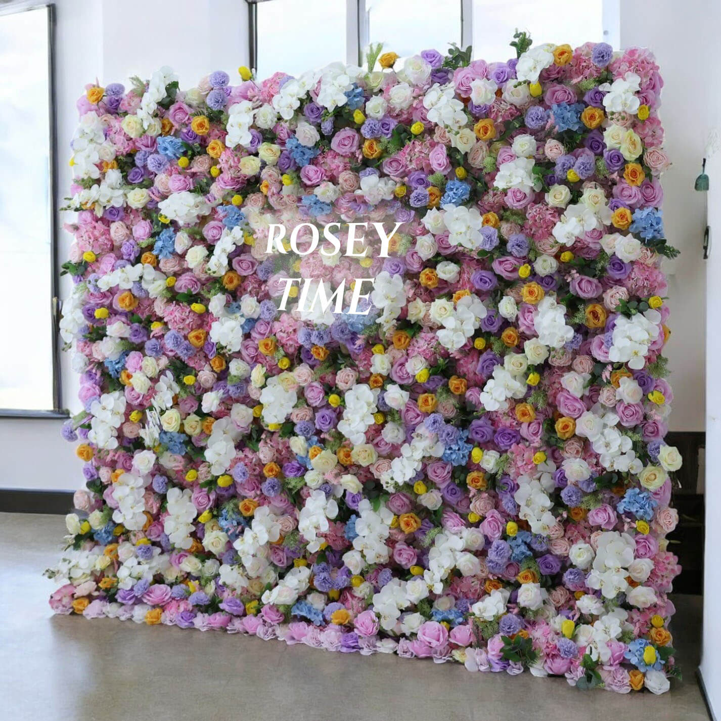 Roseytime 5D Purple Flower Wall Roll Up Fabric Back #RTW223