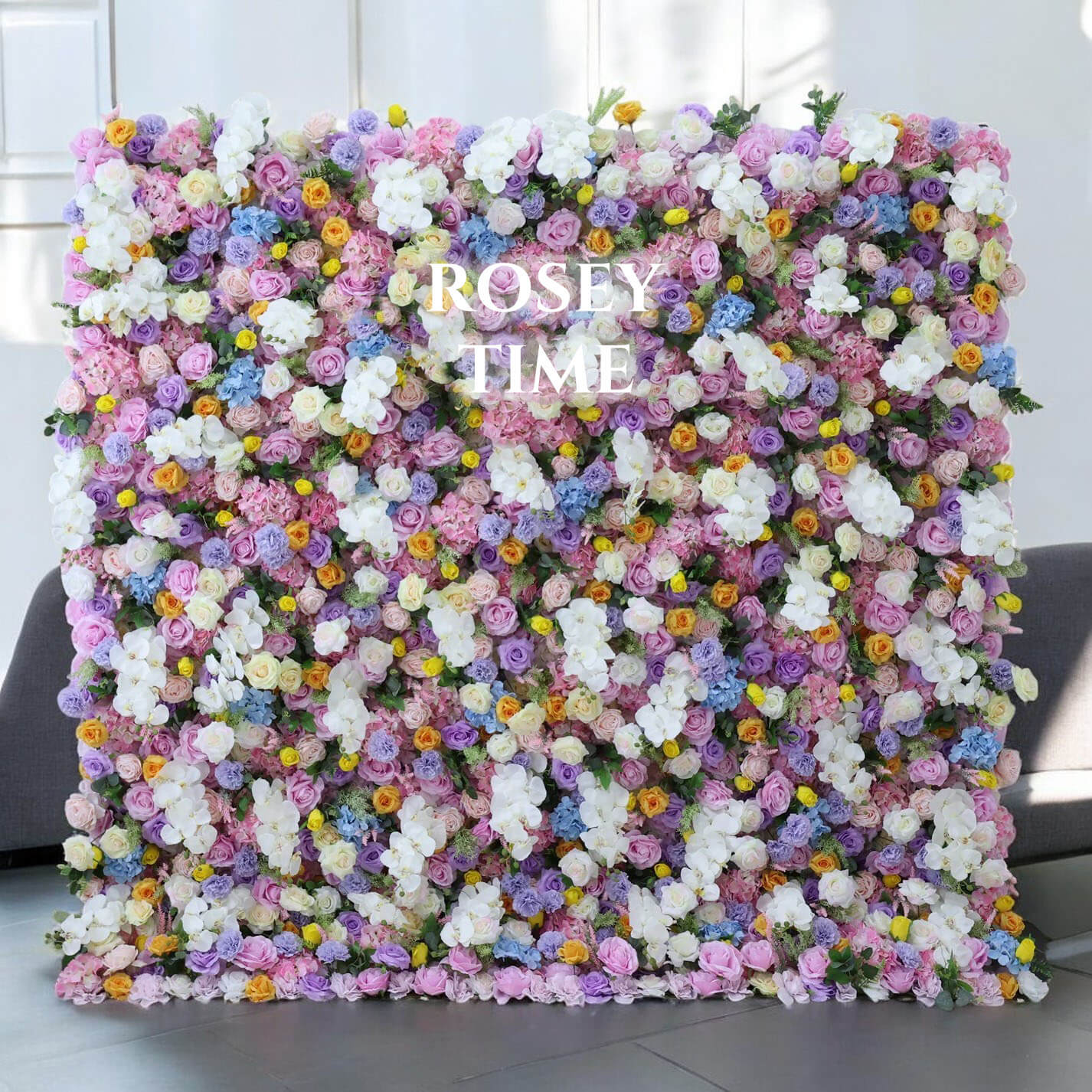 Roseytime 5D Purple Flower Wall Roll Up Fabric Back #RTW223