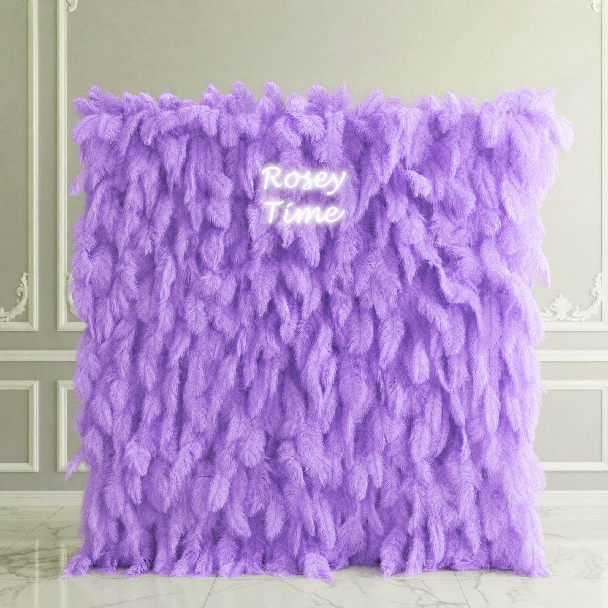 Roseytime 5D Purple Feather Wall Roll Up Fabric Back #RTW165