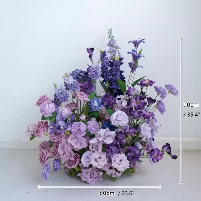 Roseytime Purple Flower Pillars Arch with Frame #RTP076