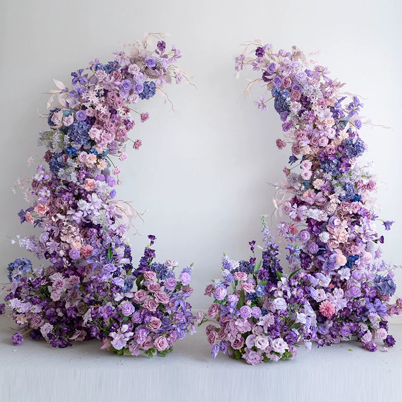 Roseytime Purple Flower Pillars Arch with Frame #RTP076