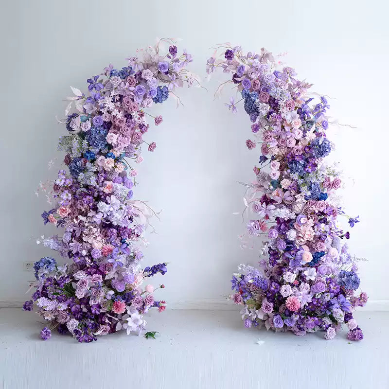 Roseytime Purple Flower Pillars Arch with Frame #RTP076