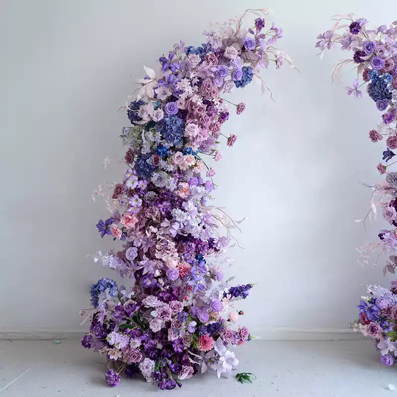 Roseytime Purple Flower Pillars Arch with Frame #RTP076