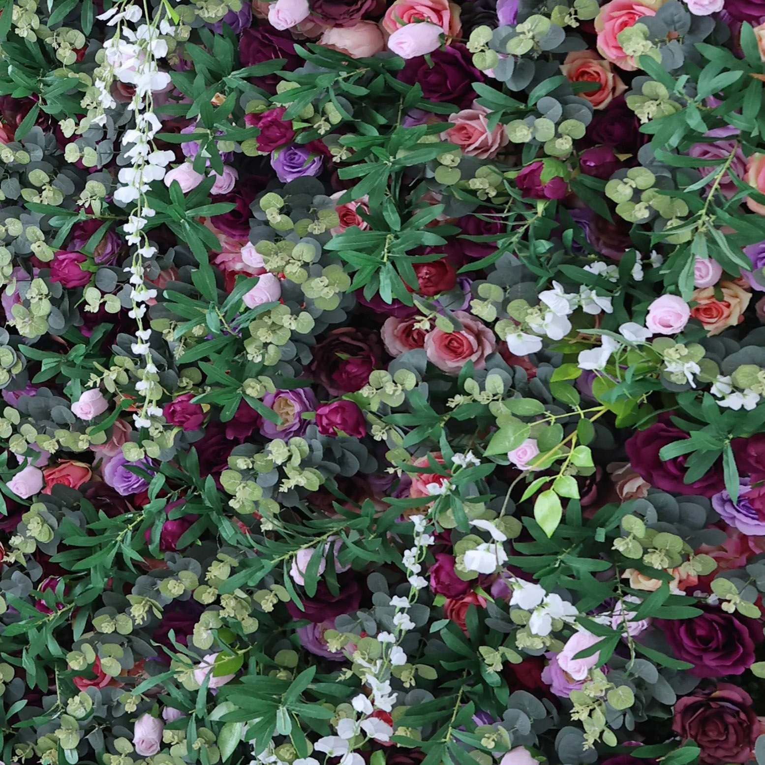 Roseytime 5D Purple Greenery Flower Wall Roll Up Fabric Back #RTW335
