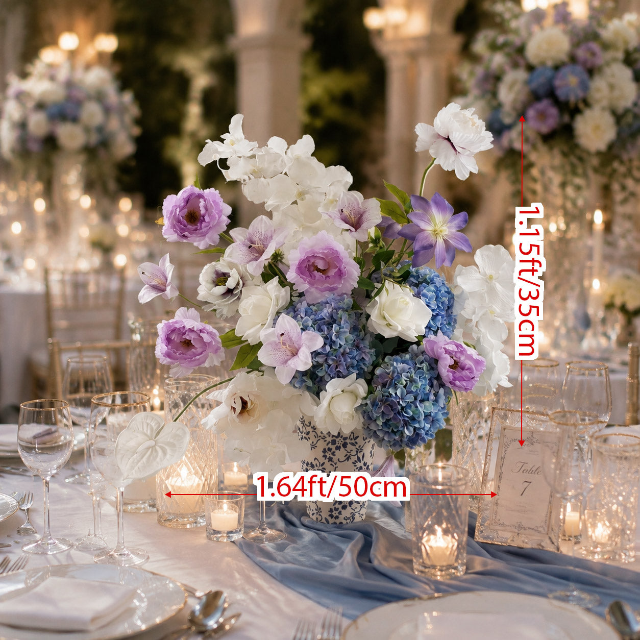 Roseytime White&Purple Amara Table Flower Arrangement #RTT036