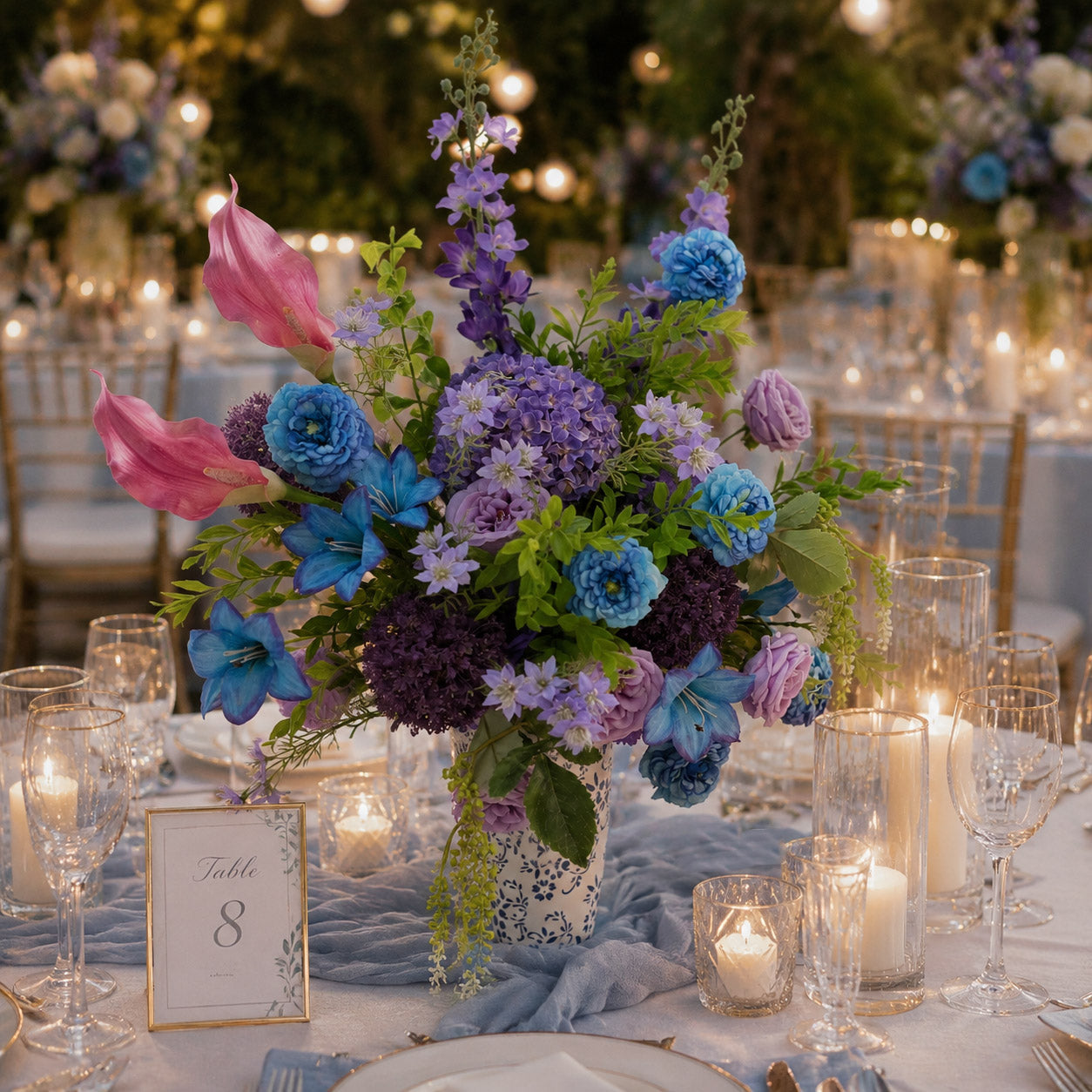Roseytime Midnight Purple Amara Table Flower Arrangement #RTT035