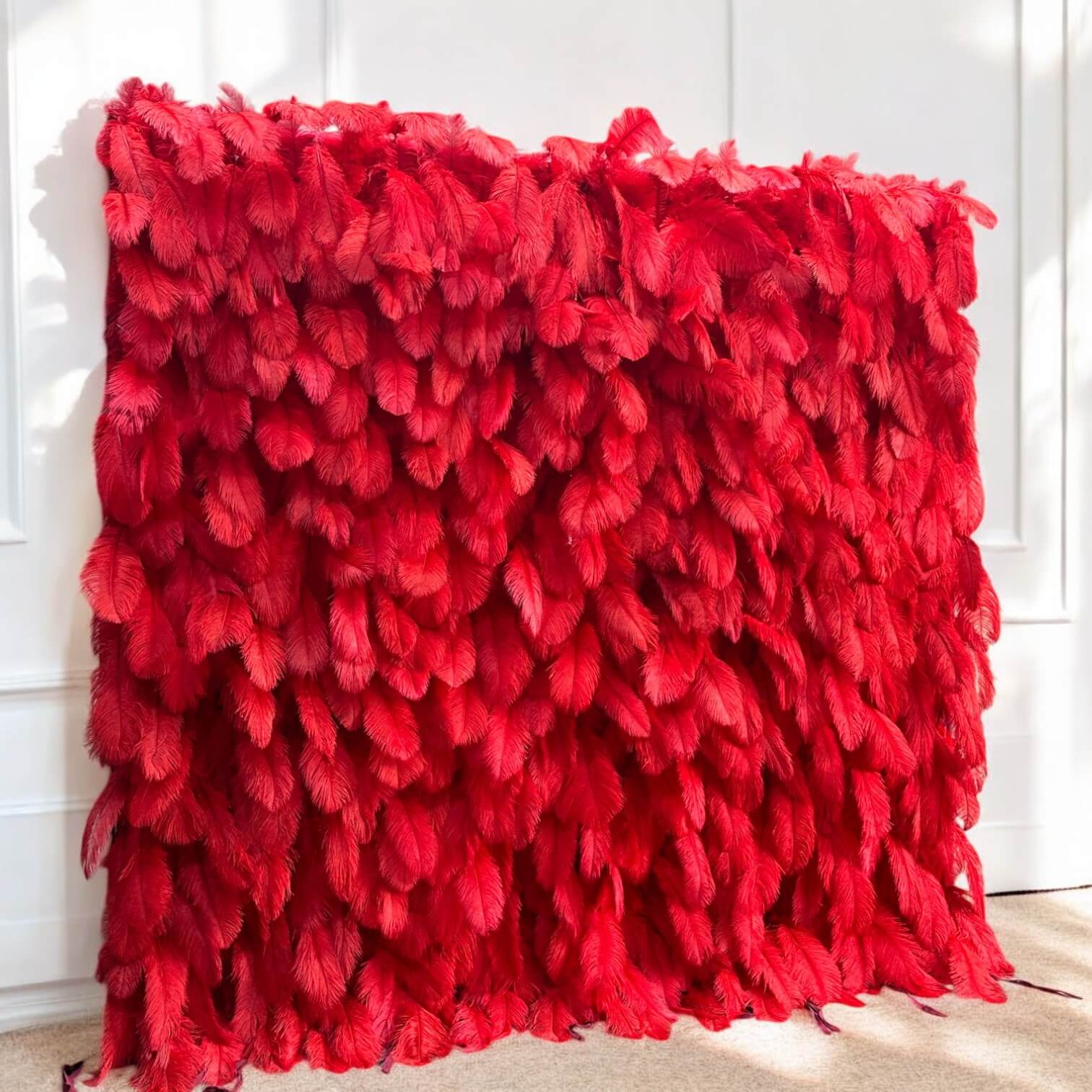 Roseytime 5D Red Feather Wall Roll Up Fabric Back #RTW283
