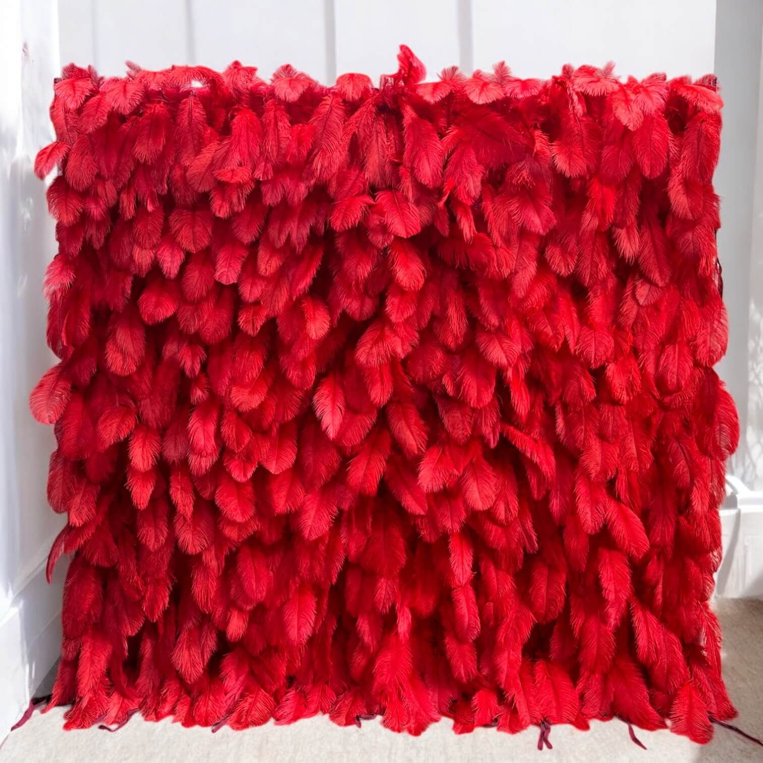 Roseytime 5D Red Feather Wall Roll Up Fabric Back #RTW283