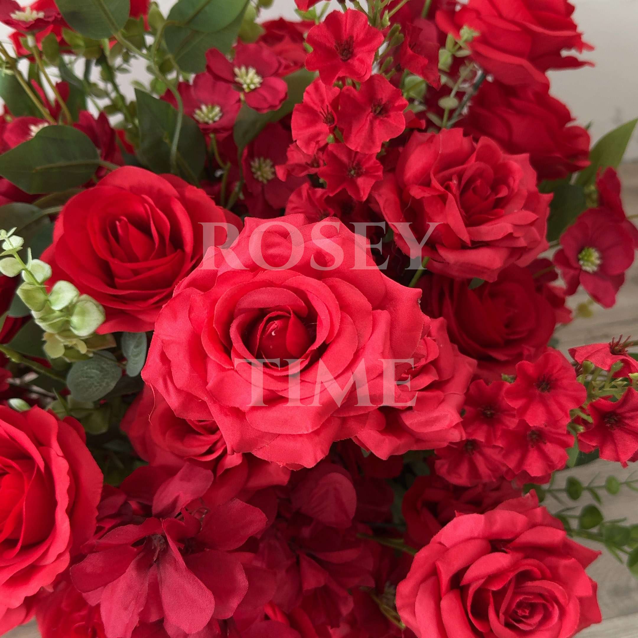 Roseytime 2026 Red Flower Pillars Arch with Frame #RTP128