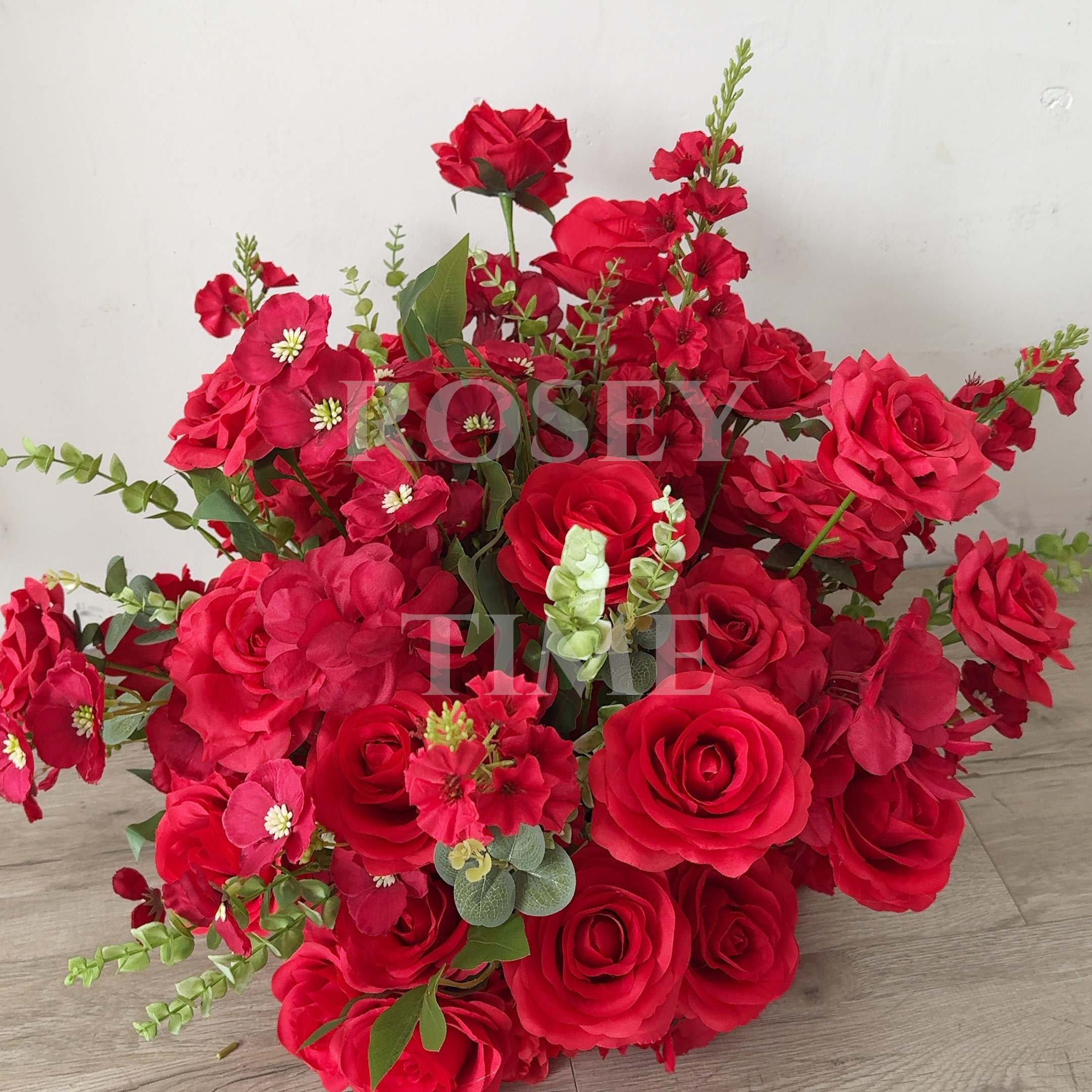 Roseytime 2026 Red Flower Pillars Arch with Frame #RTP128