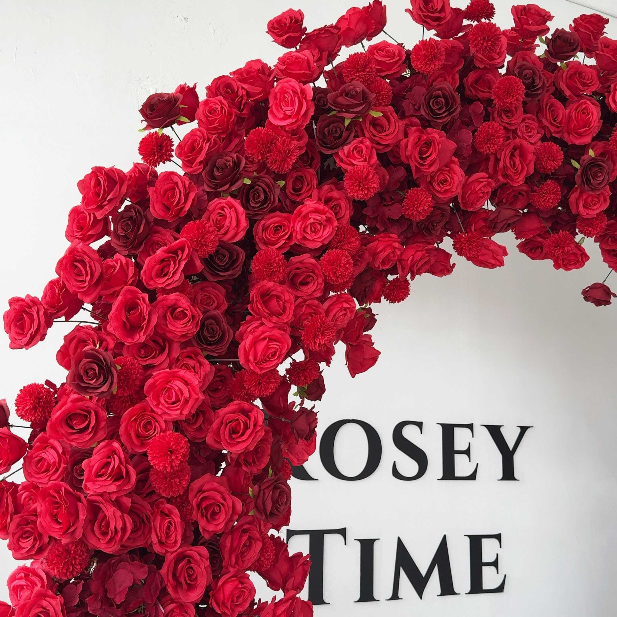 RoseyTime Red Wedding Flower Round Arch #RTA104