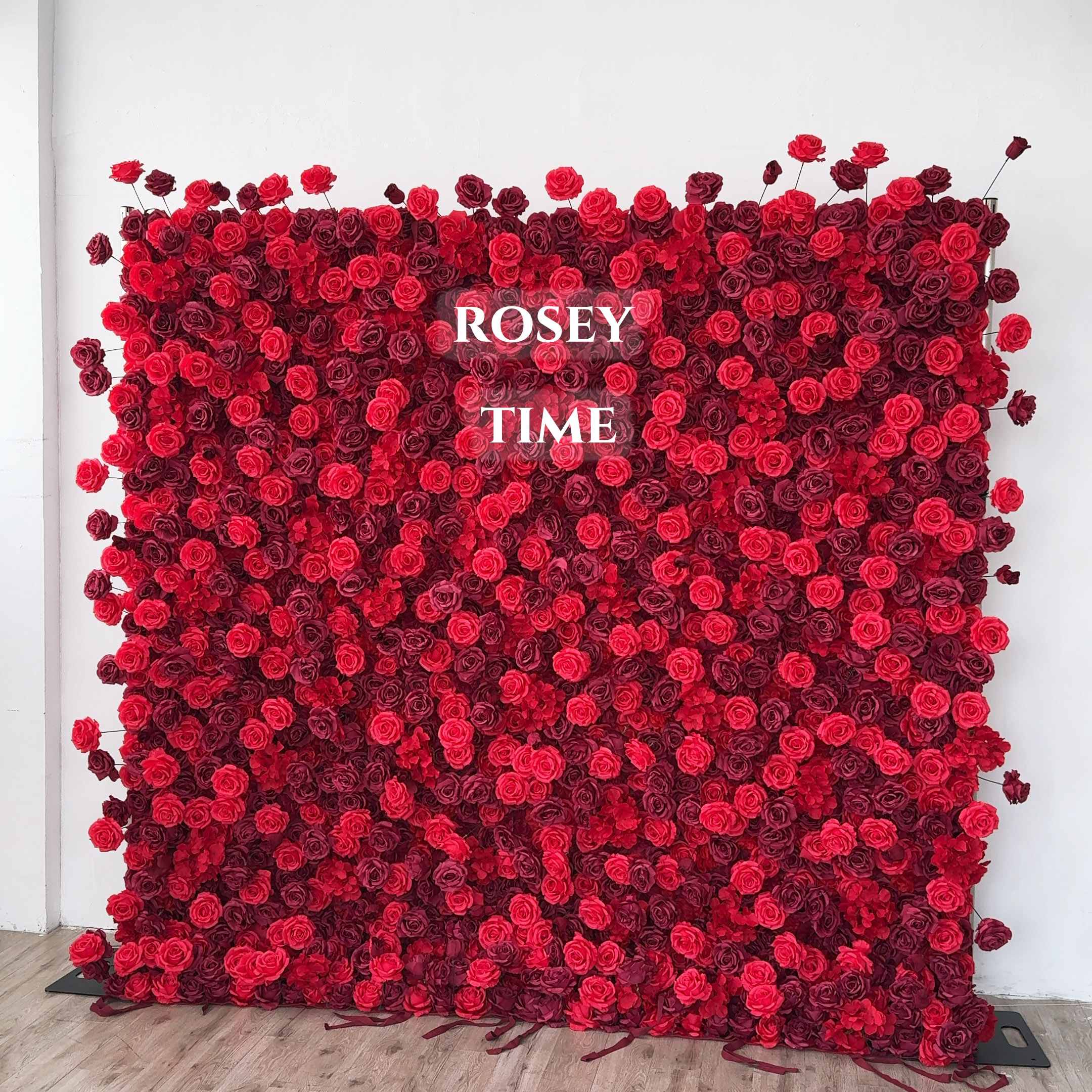 Roseytime 5D Red Rose Flower Wall Roll Up Fabric Back #RTW142